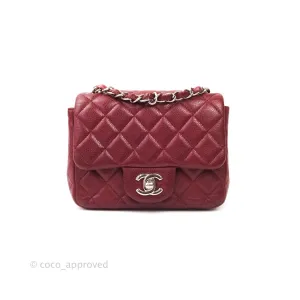 Chanel Mini Square Dark Red Caviar Silver Hardware