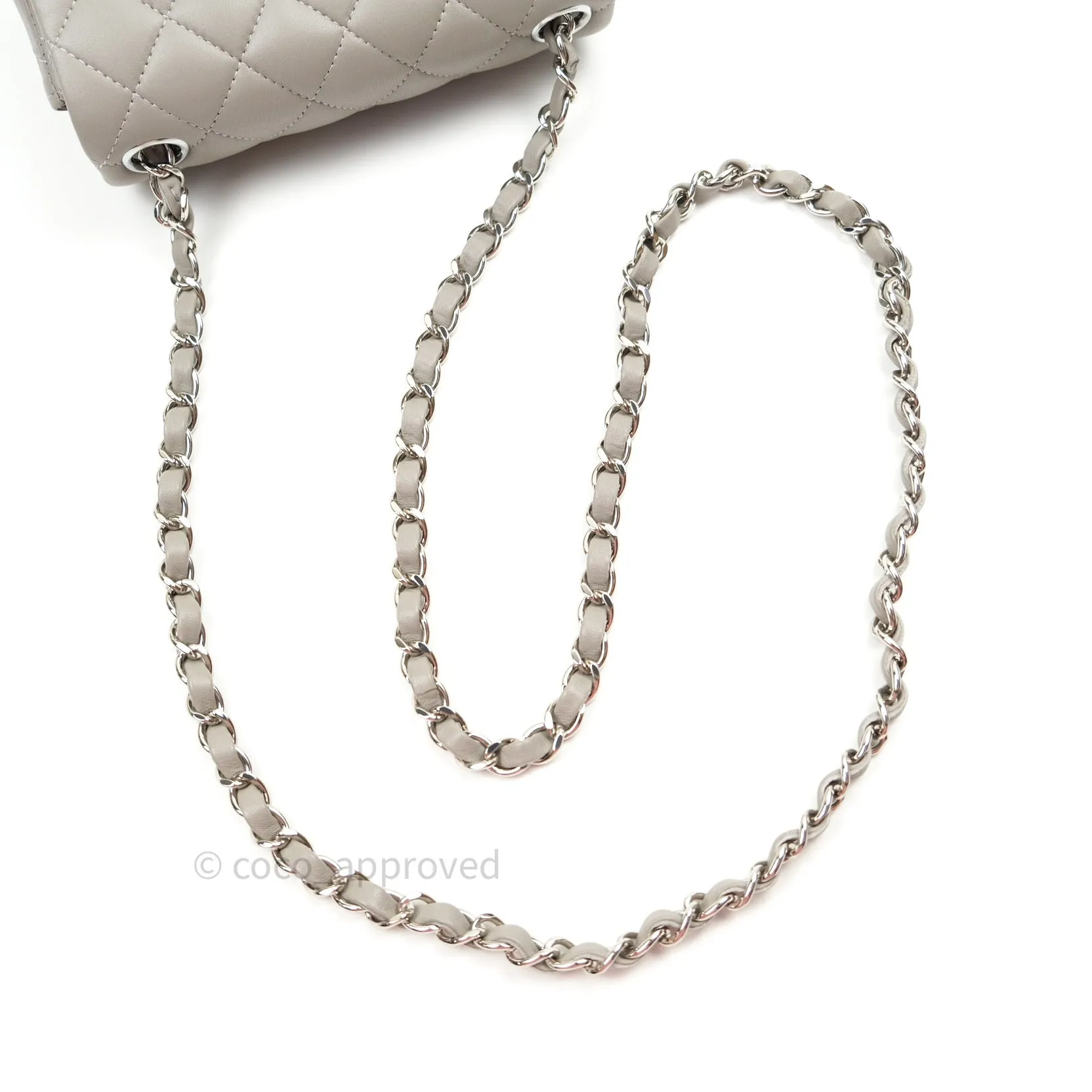 Chanel Mini Square Grey Lambskin Silver Hardware 19B