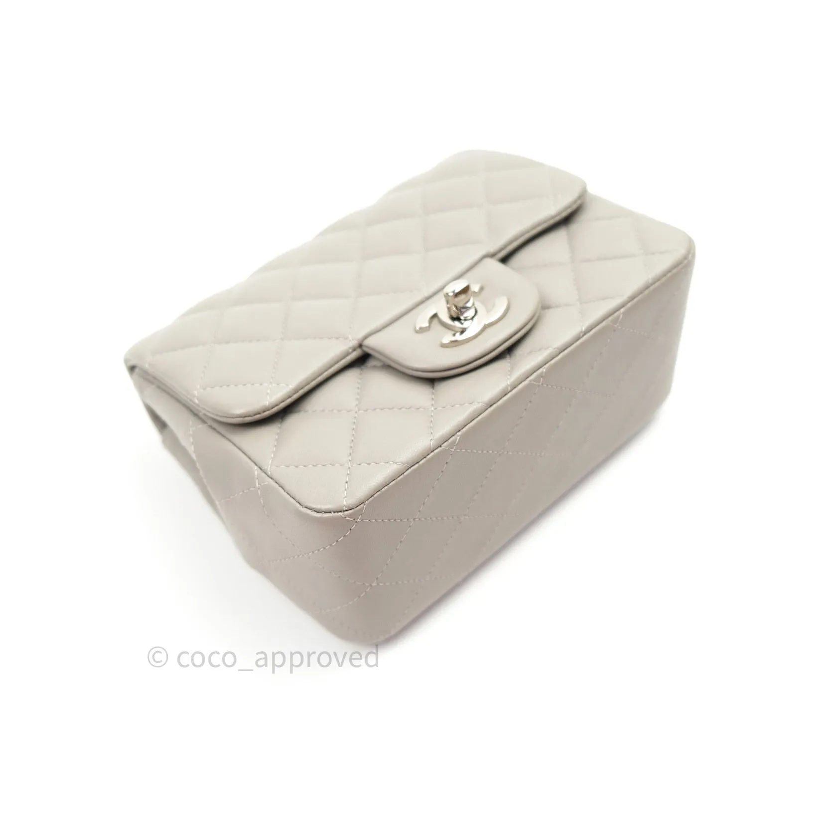 Chanel Mini Square Grey Lambskin Silver Hardware 19B
