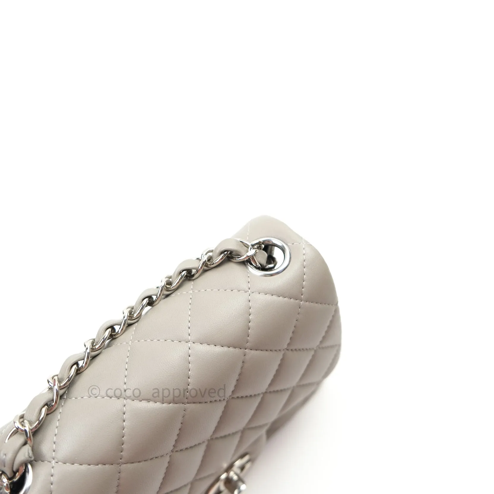 Chanel Mini Square Grey Lambskin Silver Hardware 19B