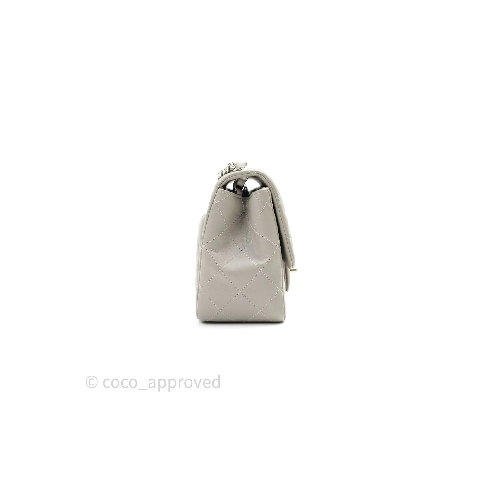 Chanel Mini Square Grey Lambskin Silver Hardware 19B