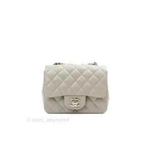 Chanel Mini Square Grey Lambskin Silver Hardware 19B