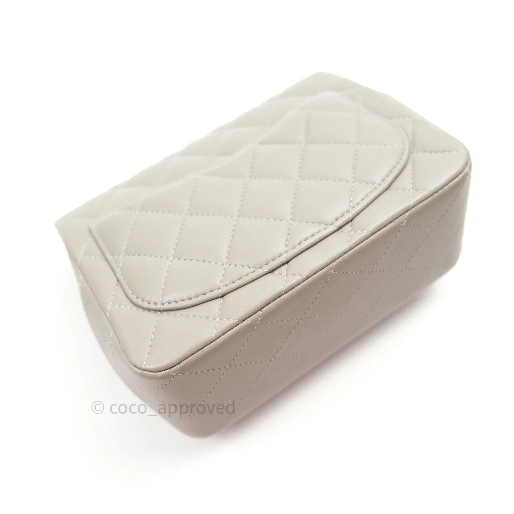 Chanel Mini Square Grey Lambskin Silver Hardware 19B