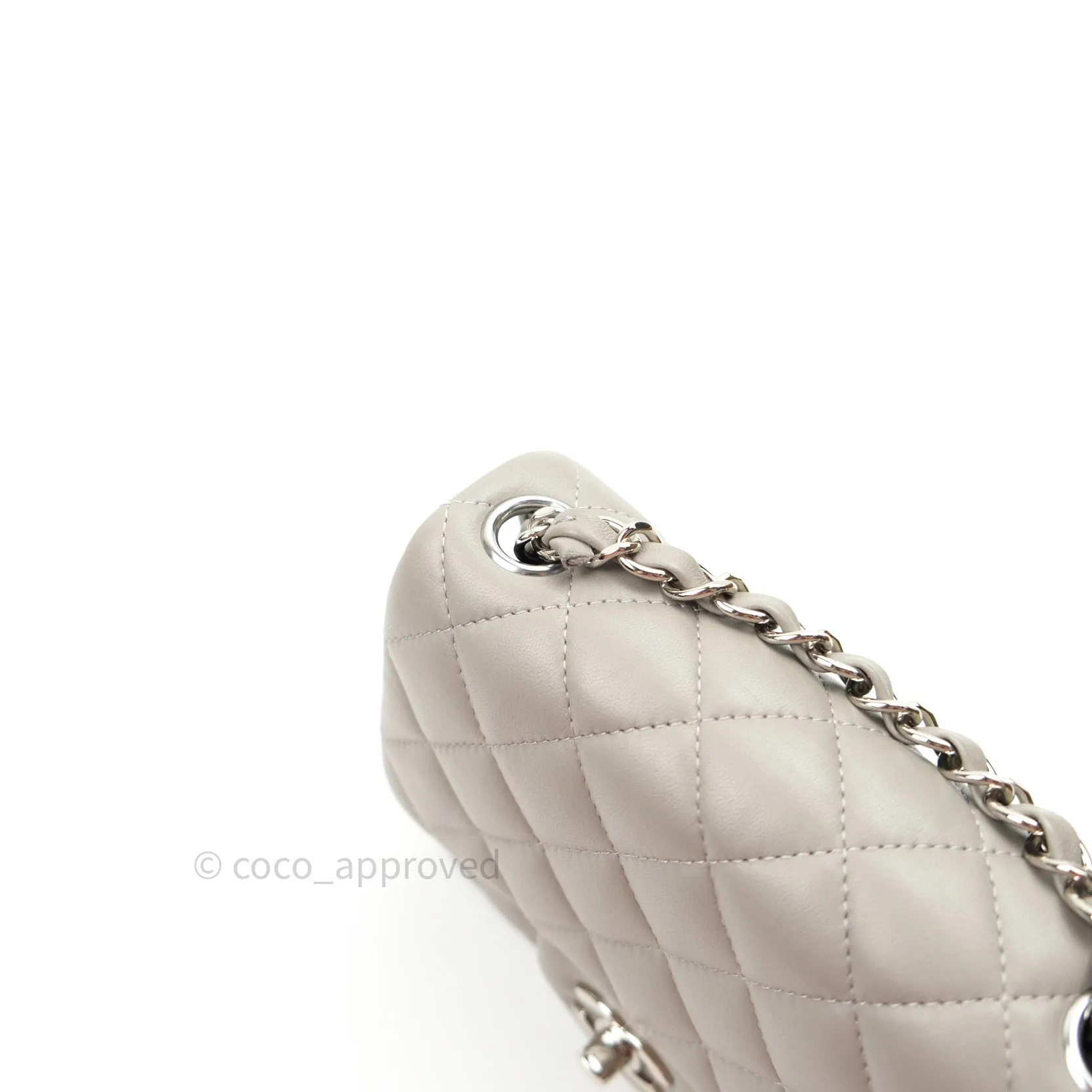 Chanel Mini Square Grey Lambskin Silver Hardware 19B