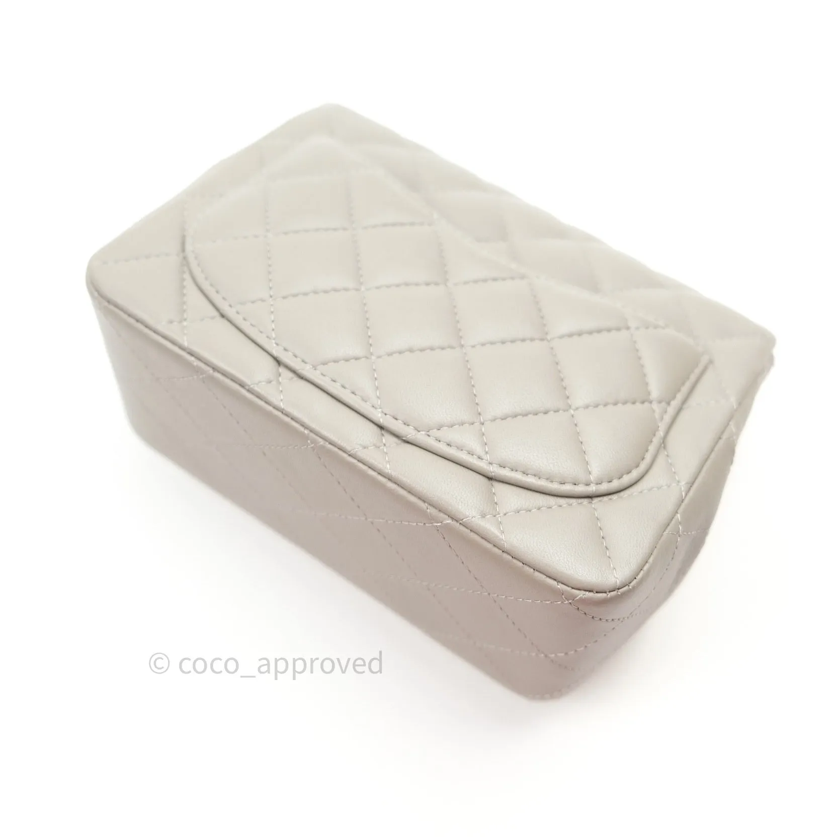 Chanel Mini Square Grey Lambskin Silver Hardware 19B