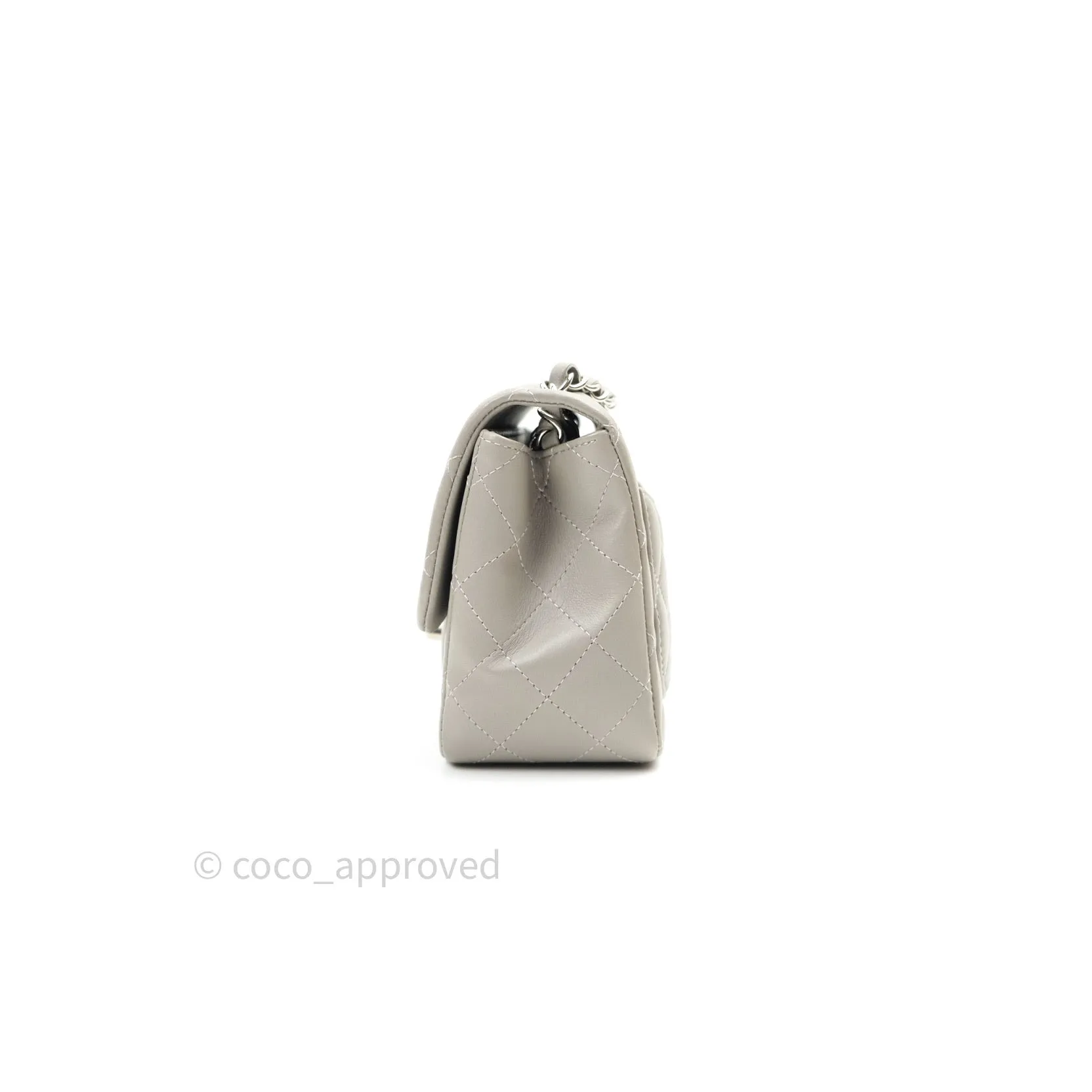 Chanel Mini Square Grey Lambskin Silver Hardware 19B