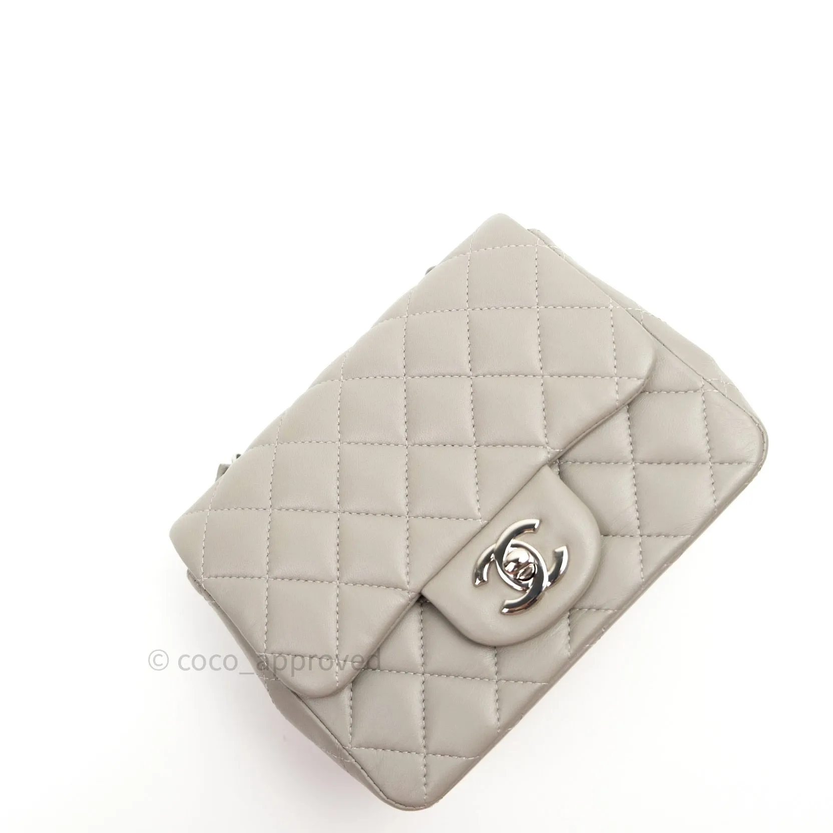 Chanel Mini Square Grey Lambskin Silver Hardware 19B