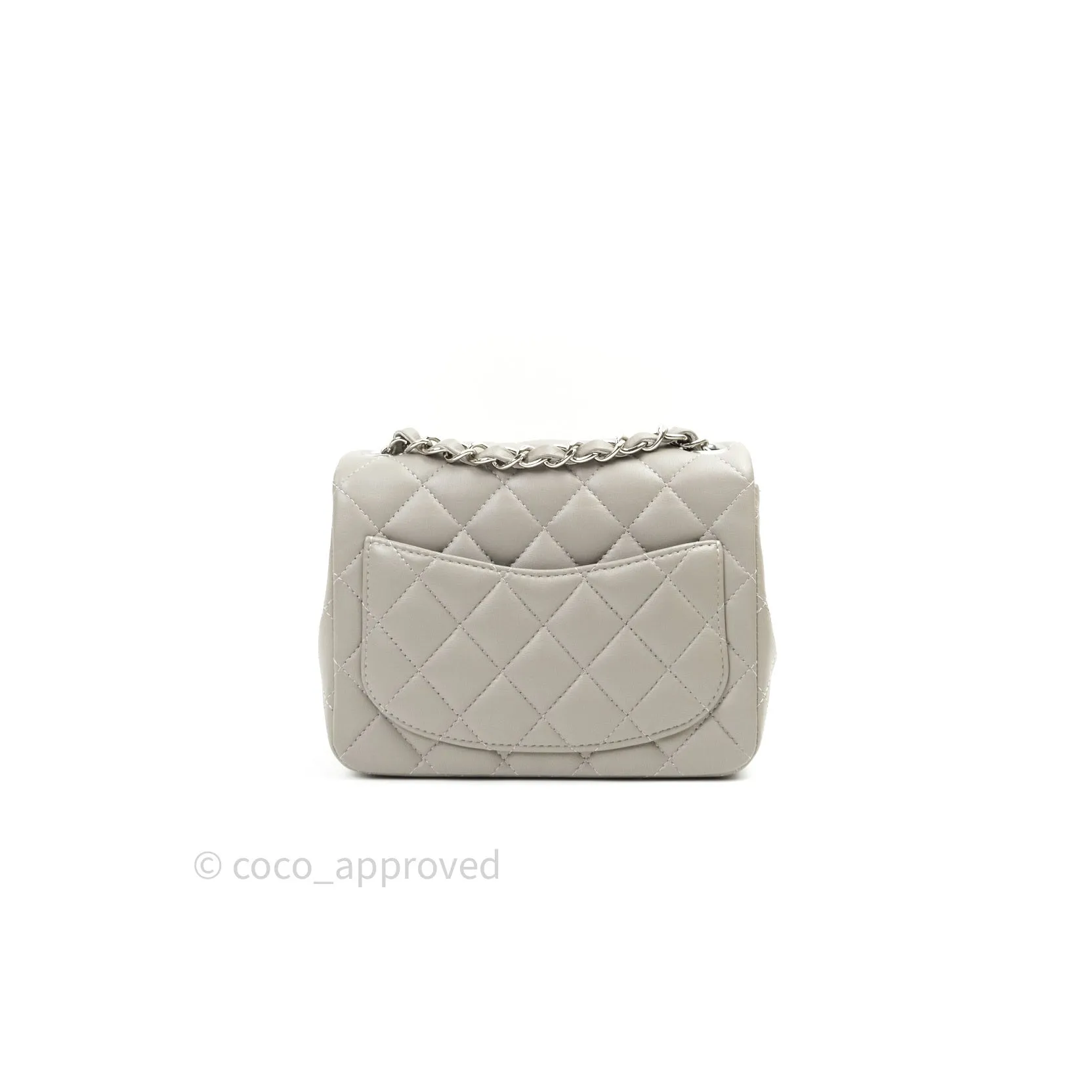 Chanel Mini Square Grey Lambskin Silver Hardware 19B
