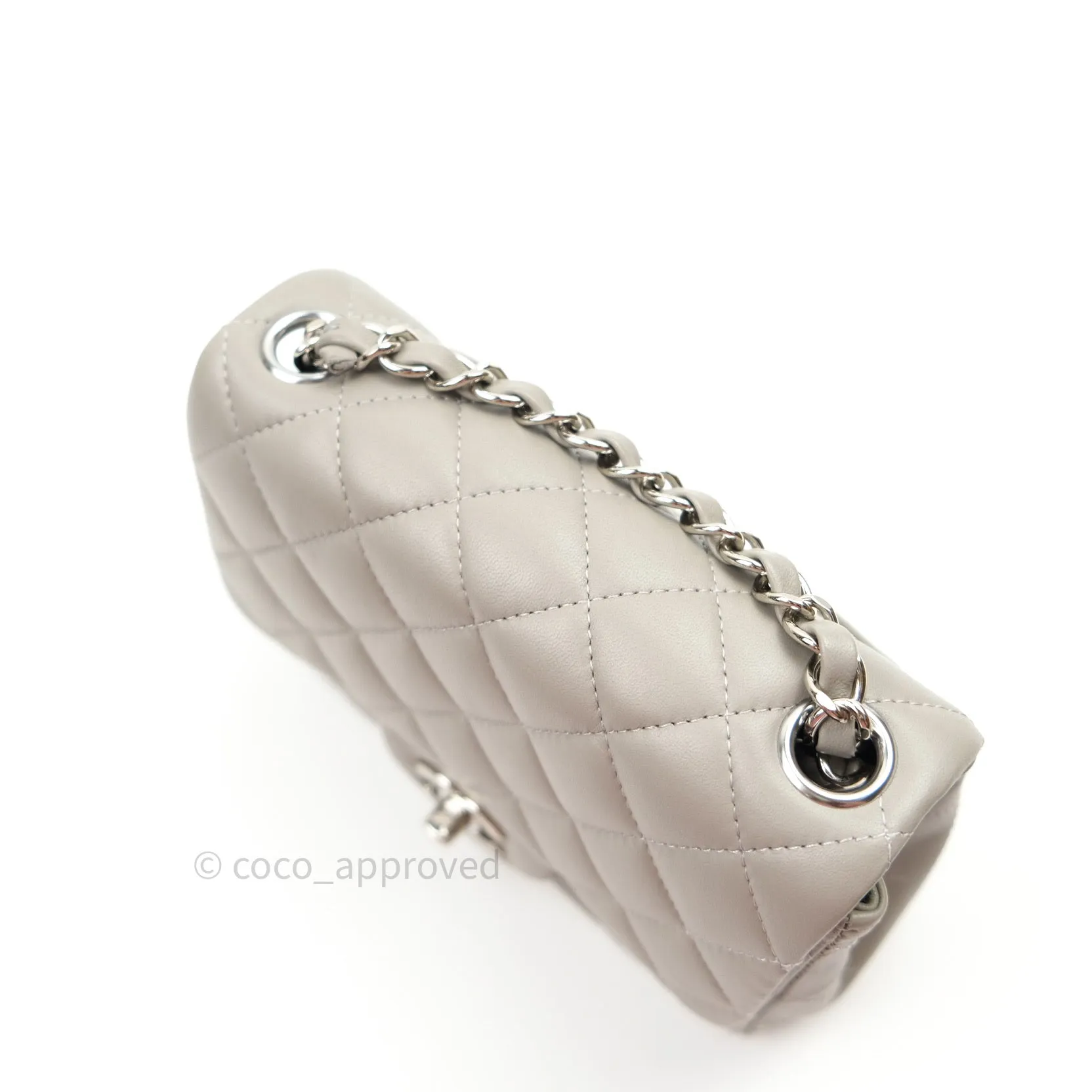 Chanel Mini Square Grey Lambskin Silver Hardware 19B