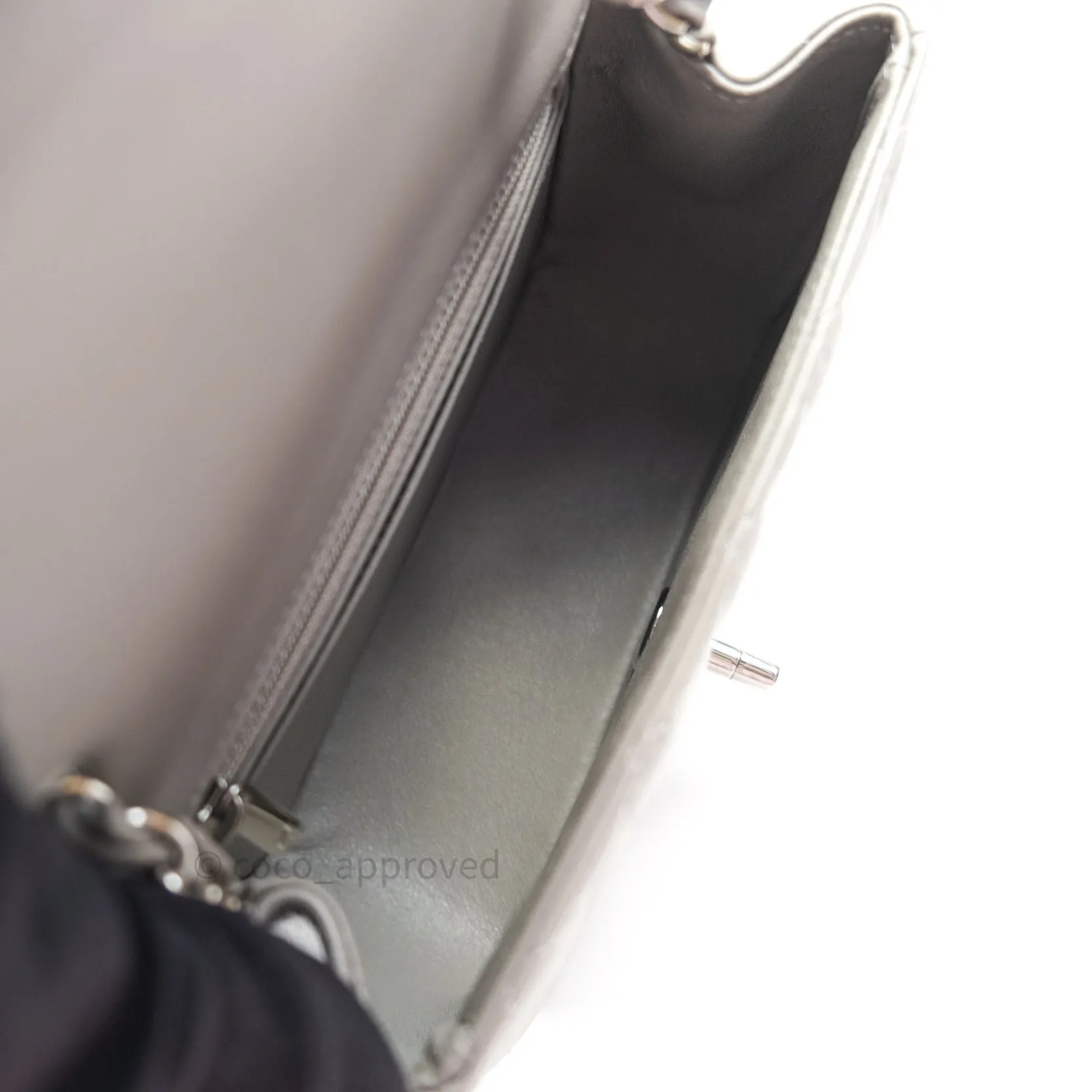 Chanel Mini Square Grey Lambskin Silver Hardware 19B