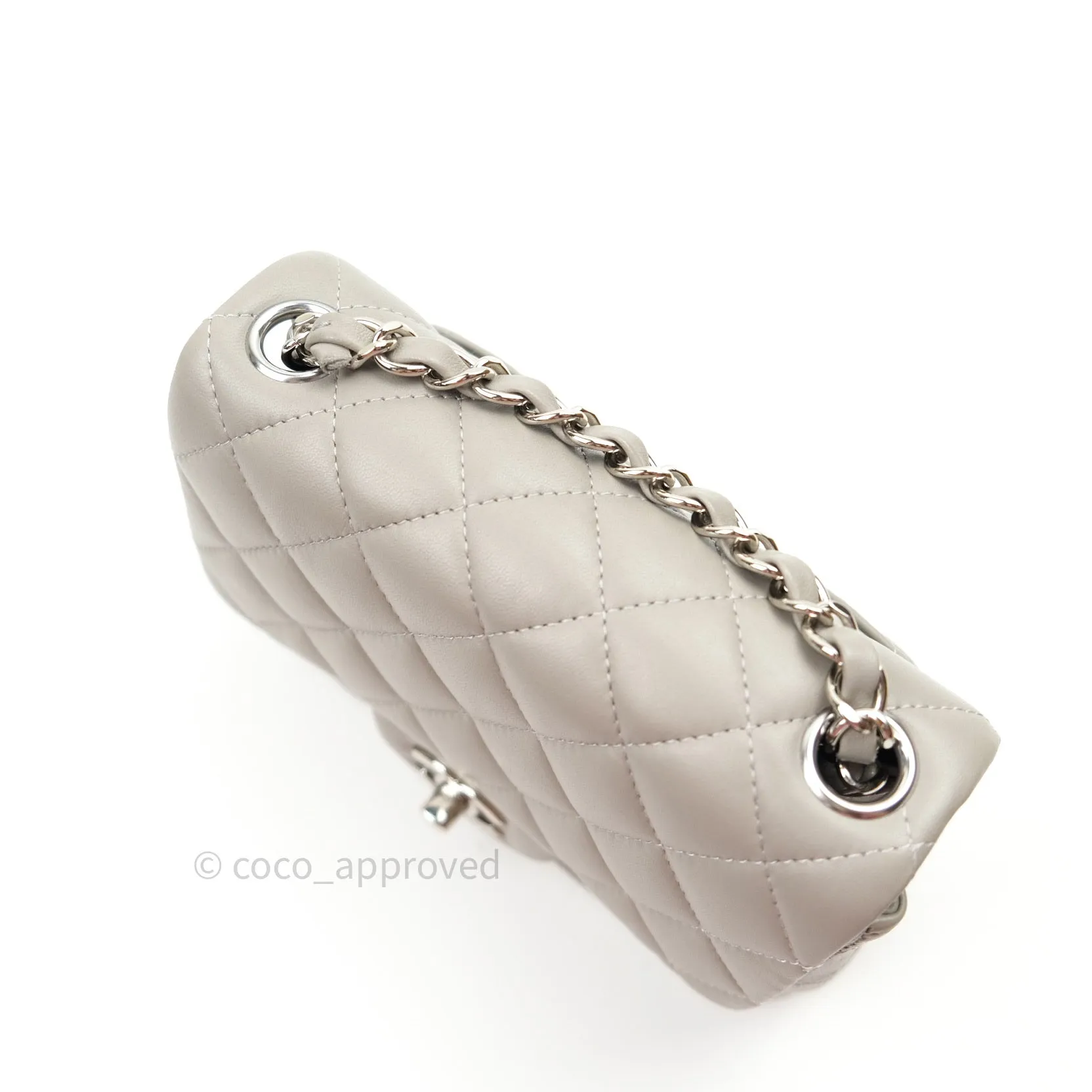 Chanel Mini Square Grey Lambskin Silver Hardware 19B