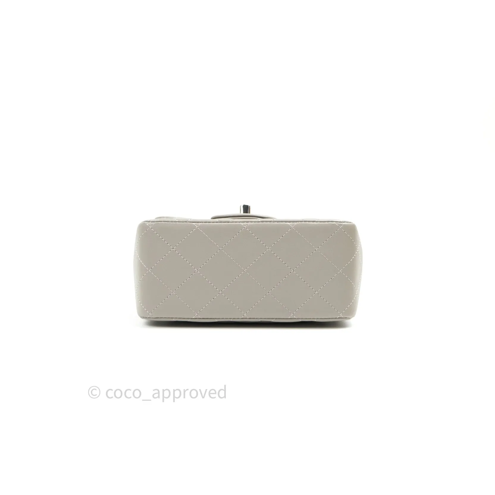 Chanel Mini Square Grey Lambskin Silver Hardware 19B