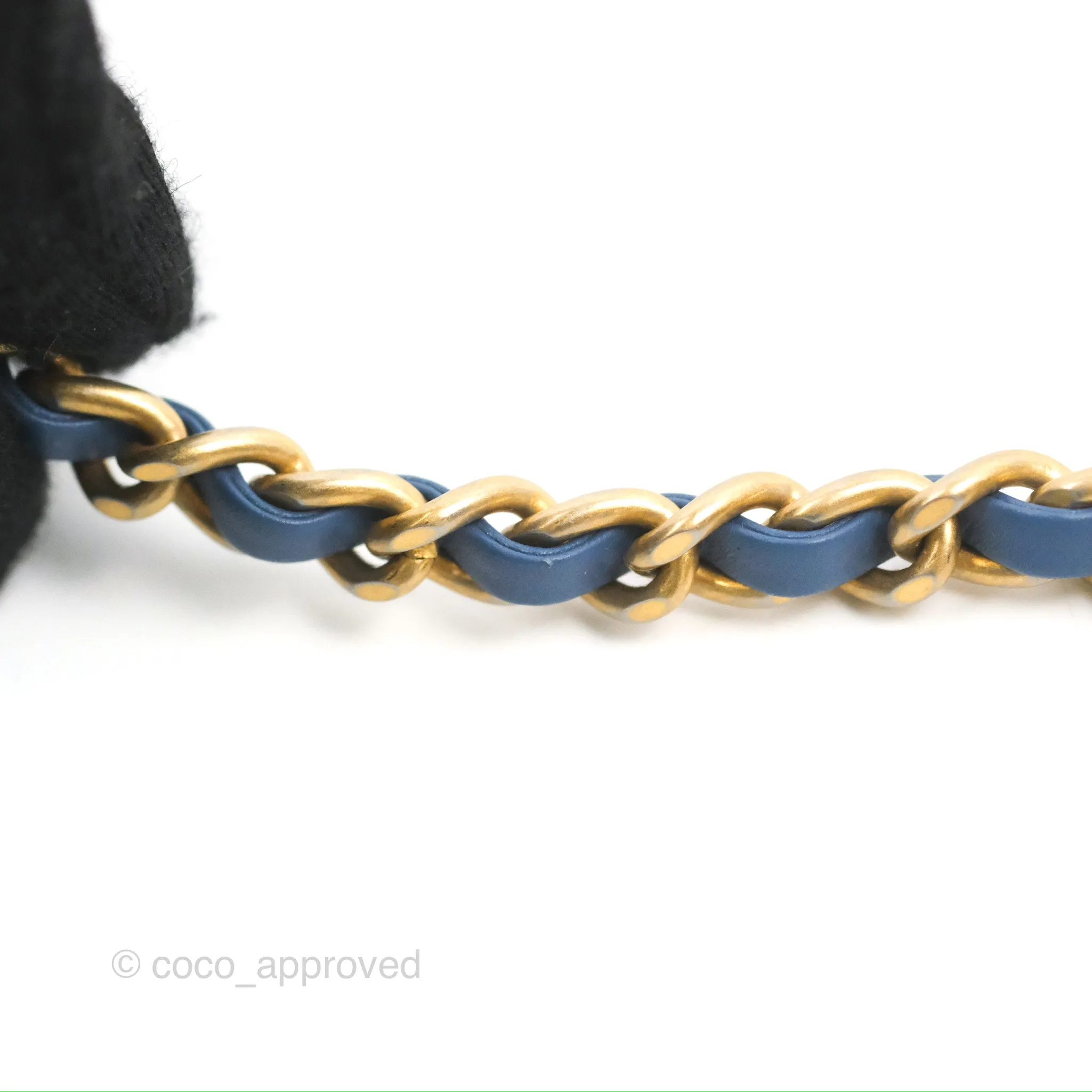 Chanel Mini Square Pearl Crush Quilted Denim Aged Gold Hardware