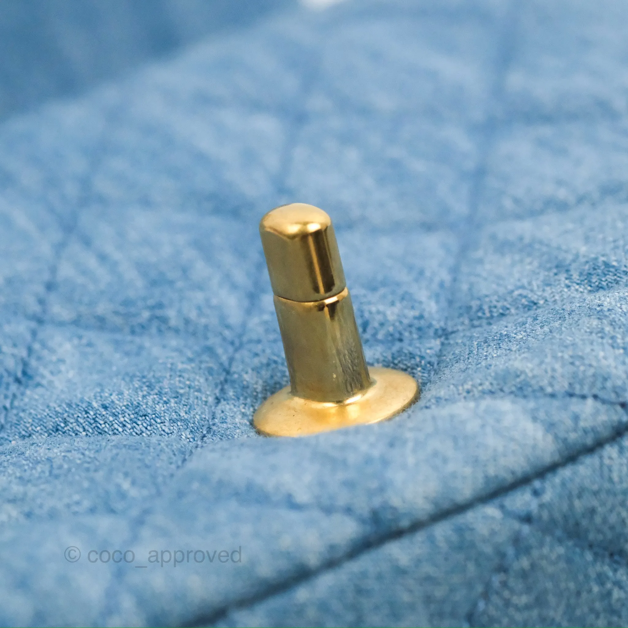 Chanel Mini Square Pearl Crush Quilted Denim Aged Gold Hardware