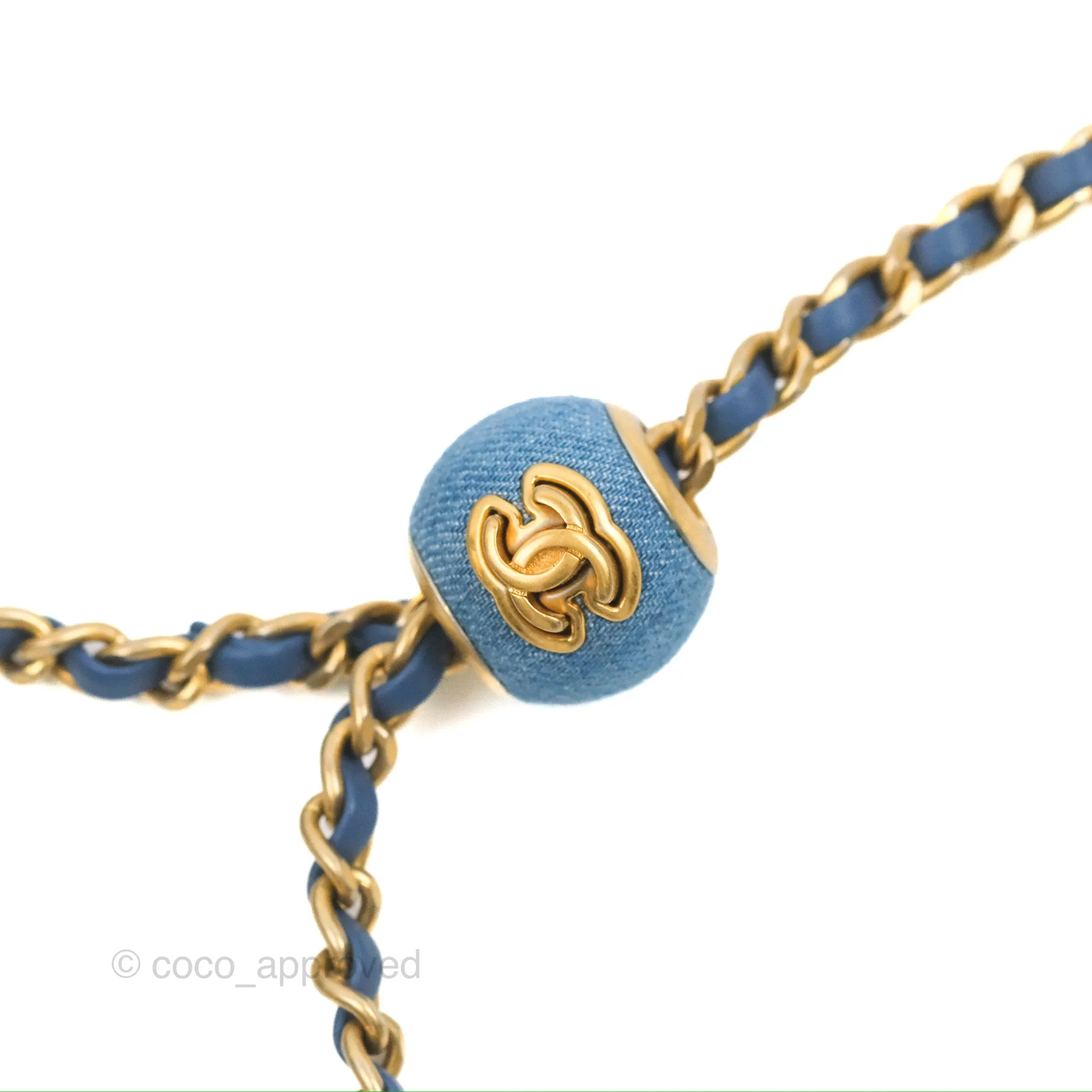 Chanel Mini Square Pearl Crush Quilted Denim Aged Gold Hardware