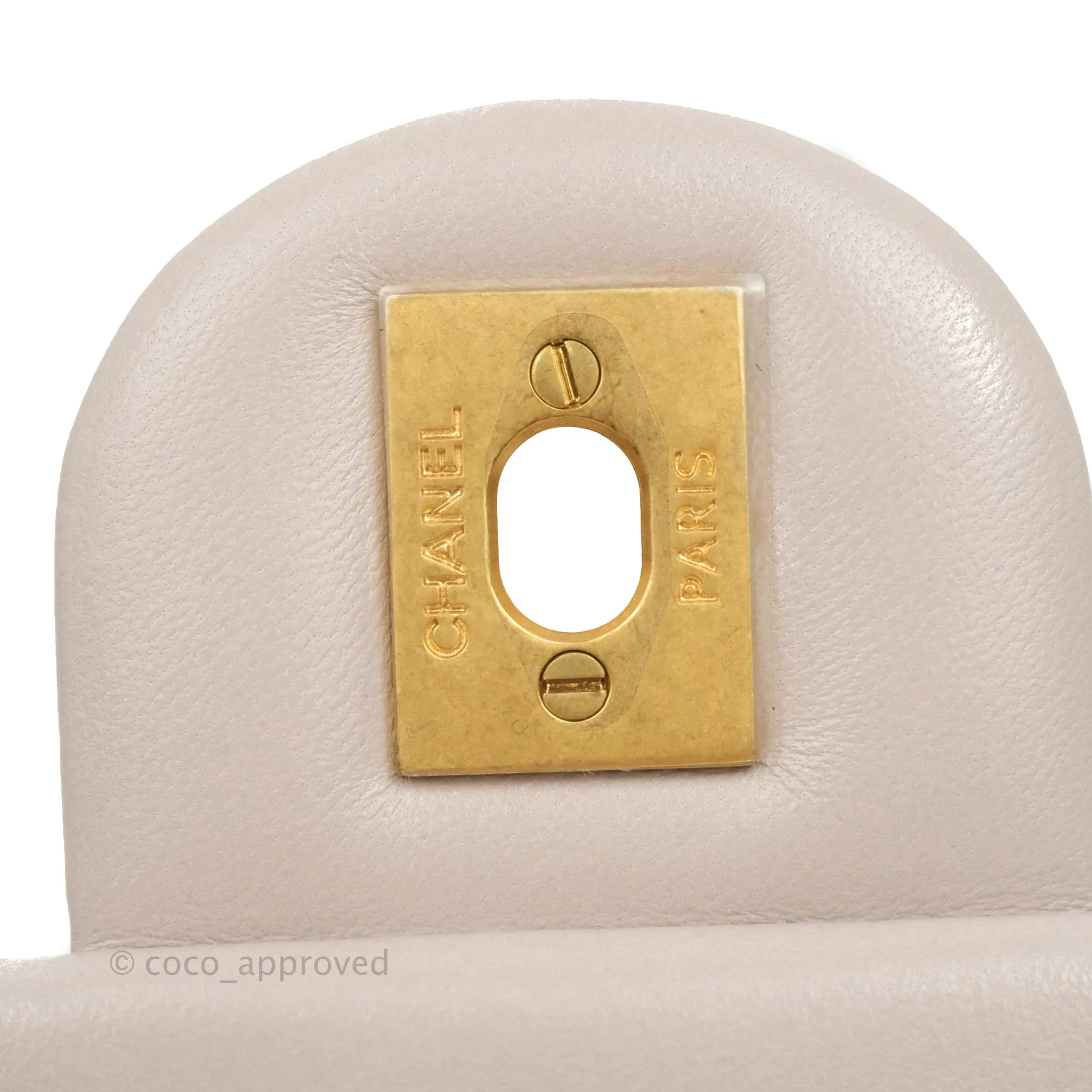 Chanel Mini Square Pearl Crush Quilted Pale Lilac Lambskin Aged Gold Hardware