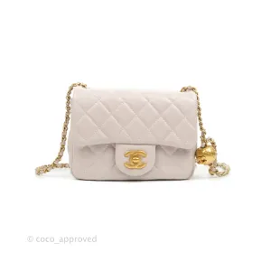 Chanel Mini Square Pearl Crush Quilted Pale Lilac Lambskin Aged Gold Hardware