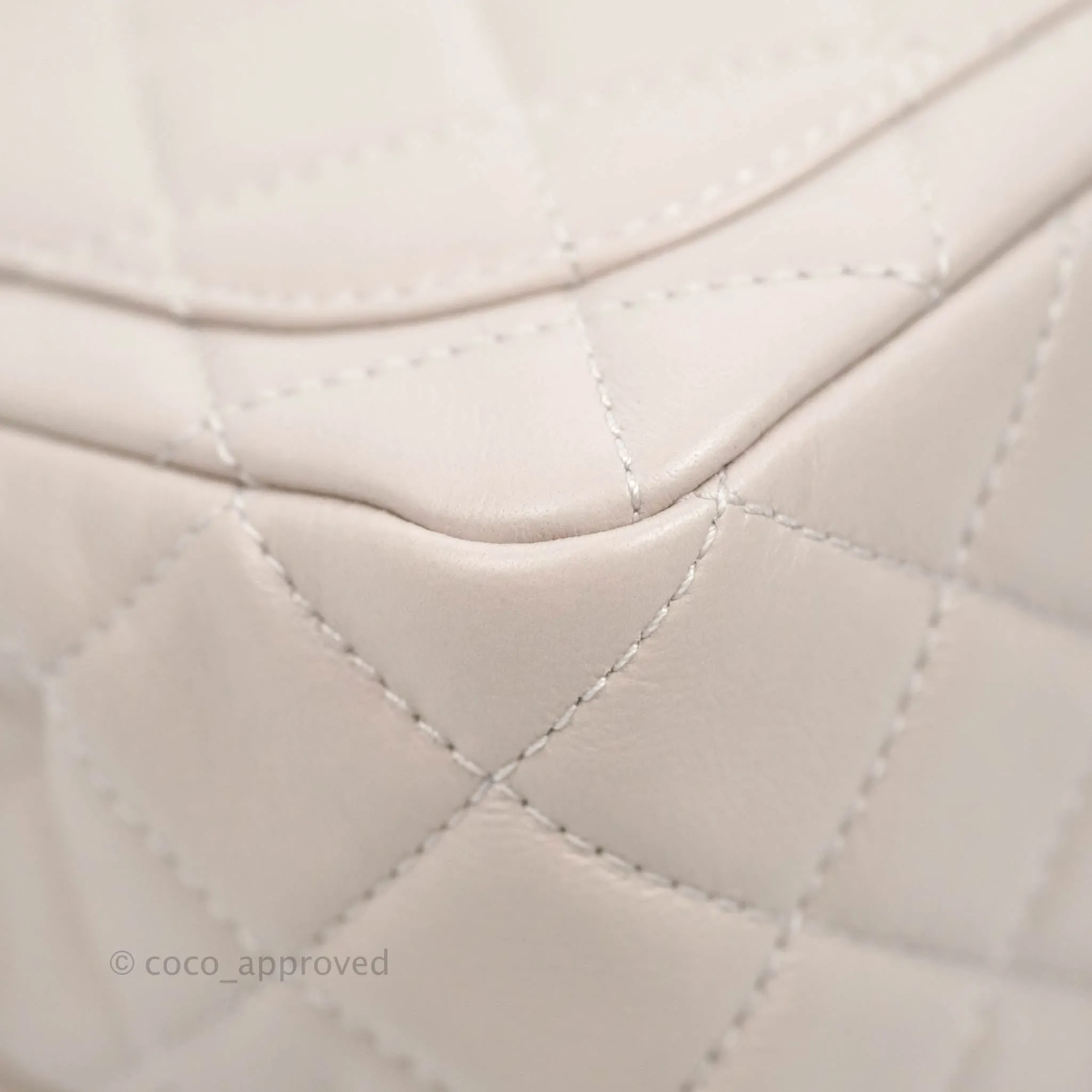 Chanel Mini Square Pearl Crush Quilted Pale Lilac Lambskin Aged Gold Hardware