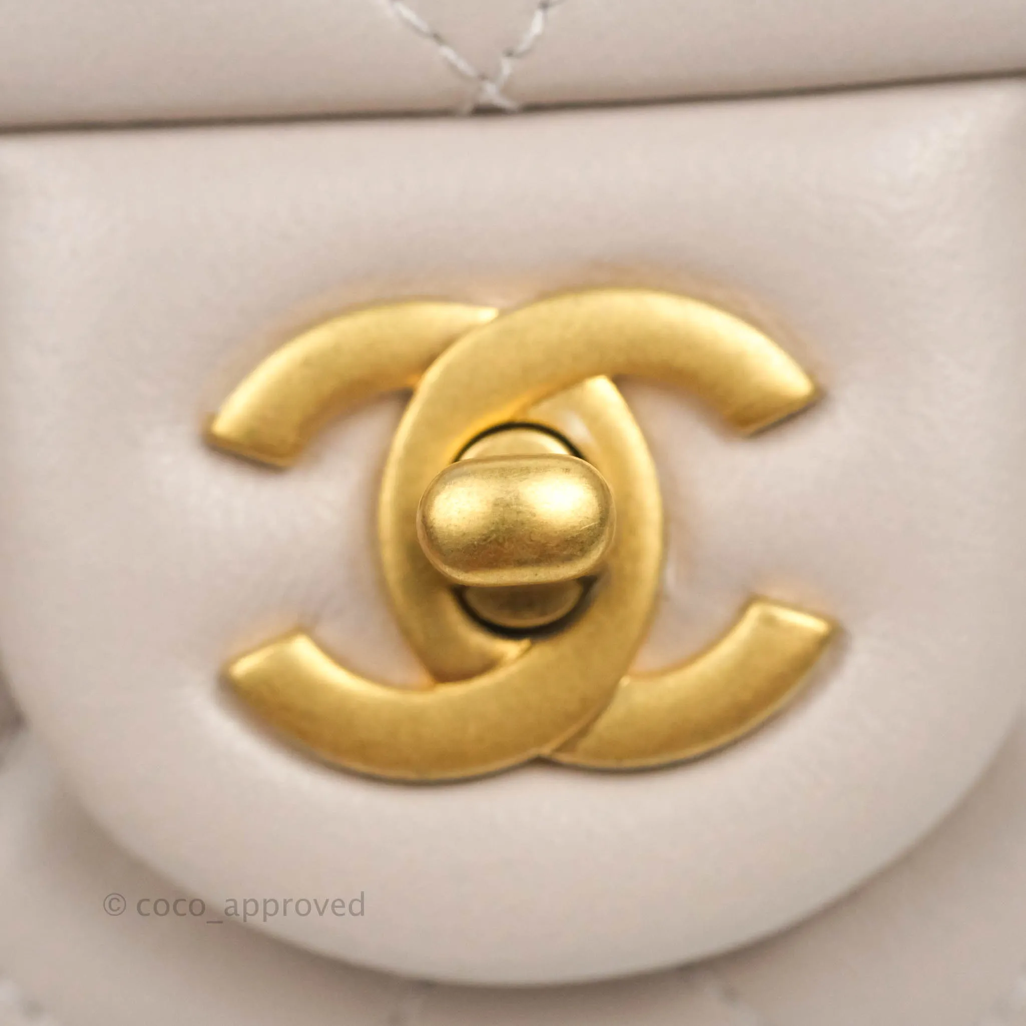 Chanel Mini Square Pearl Crush Quilted Pale Lilac Lambskin Aged Gold Hardware