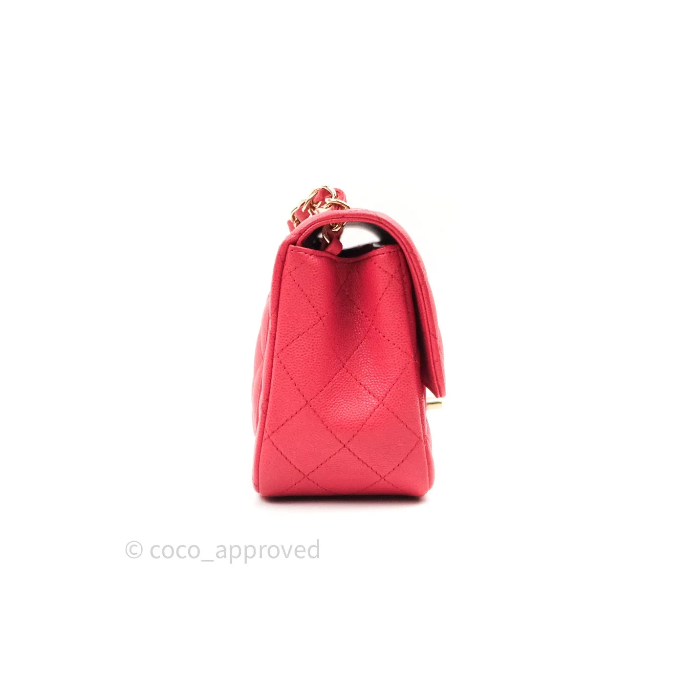 Chanel Mini Square Pink Caviar Gold Hardware 17C
