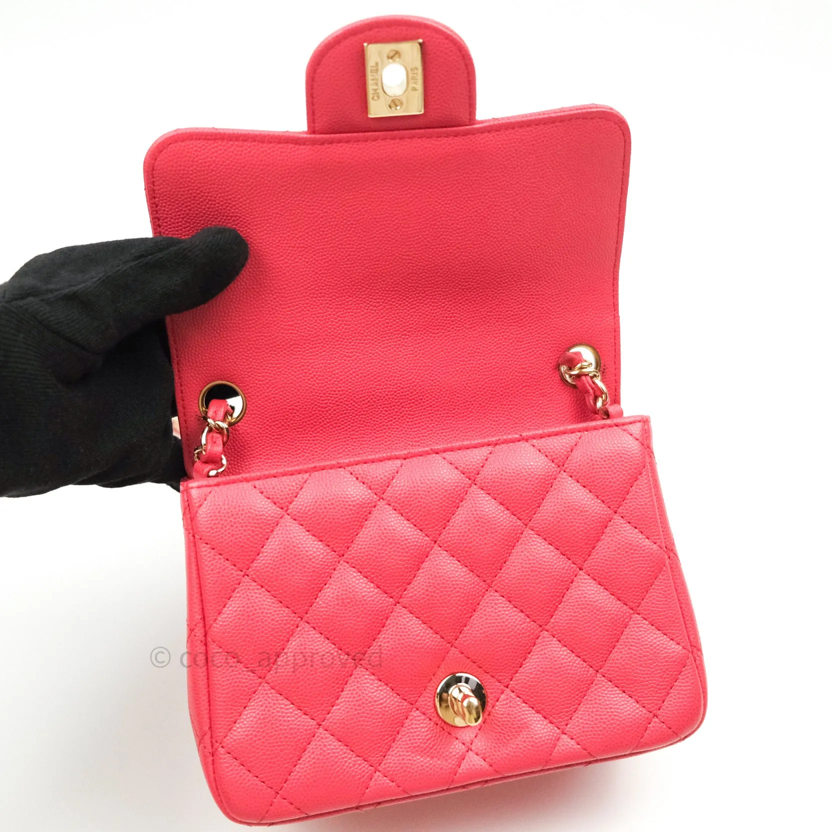 Chanel Mini Square Pink Caviar Gold Hardware 17C