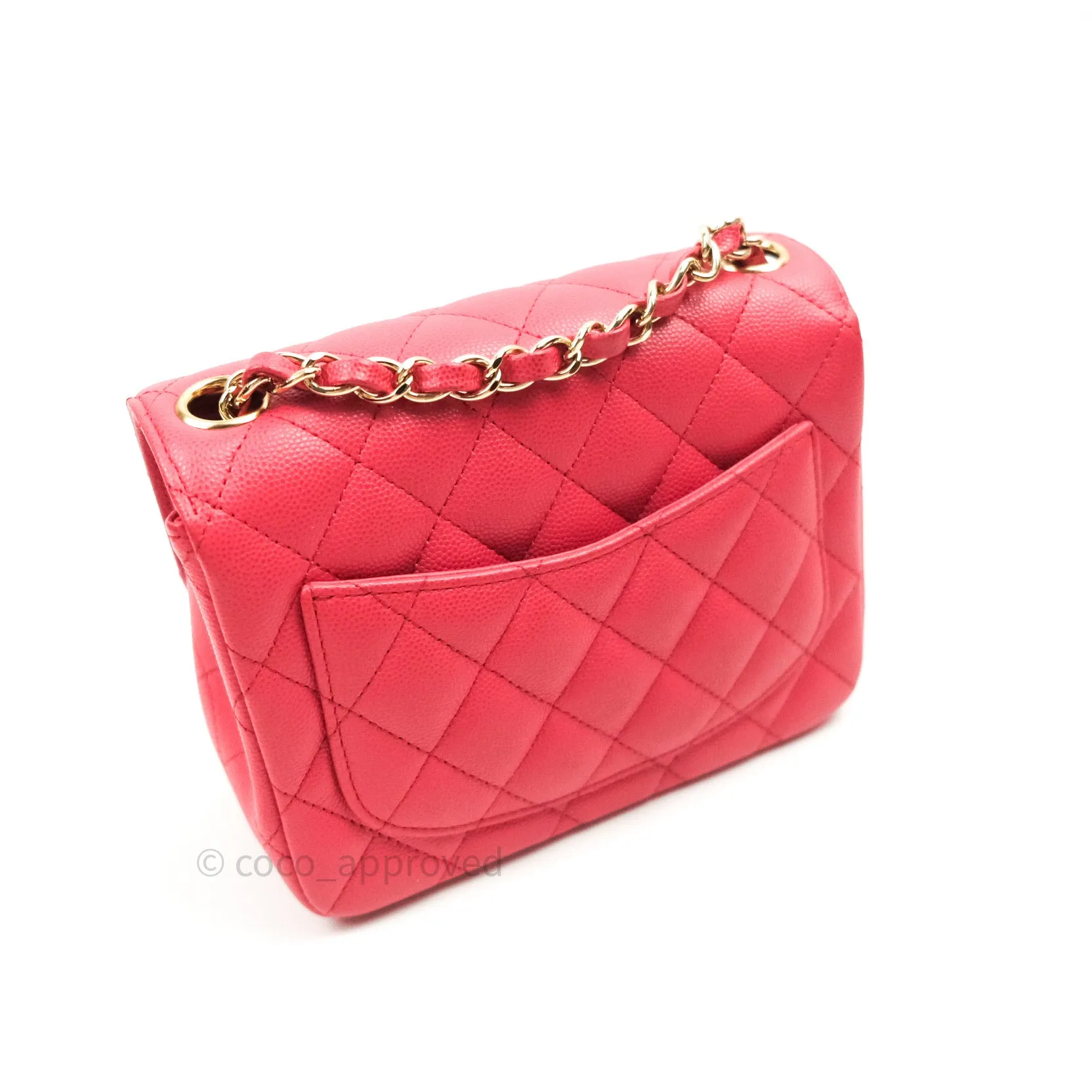 Chanel Mini Square Pink Caviar Gold Hardware 17C