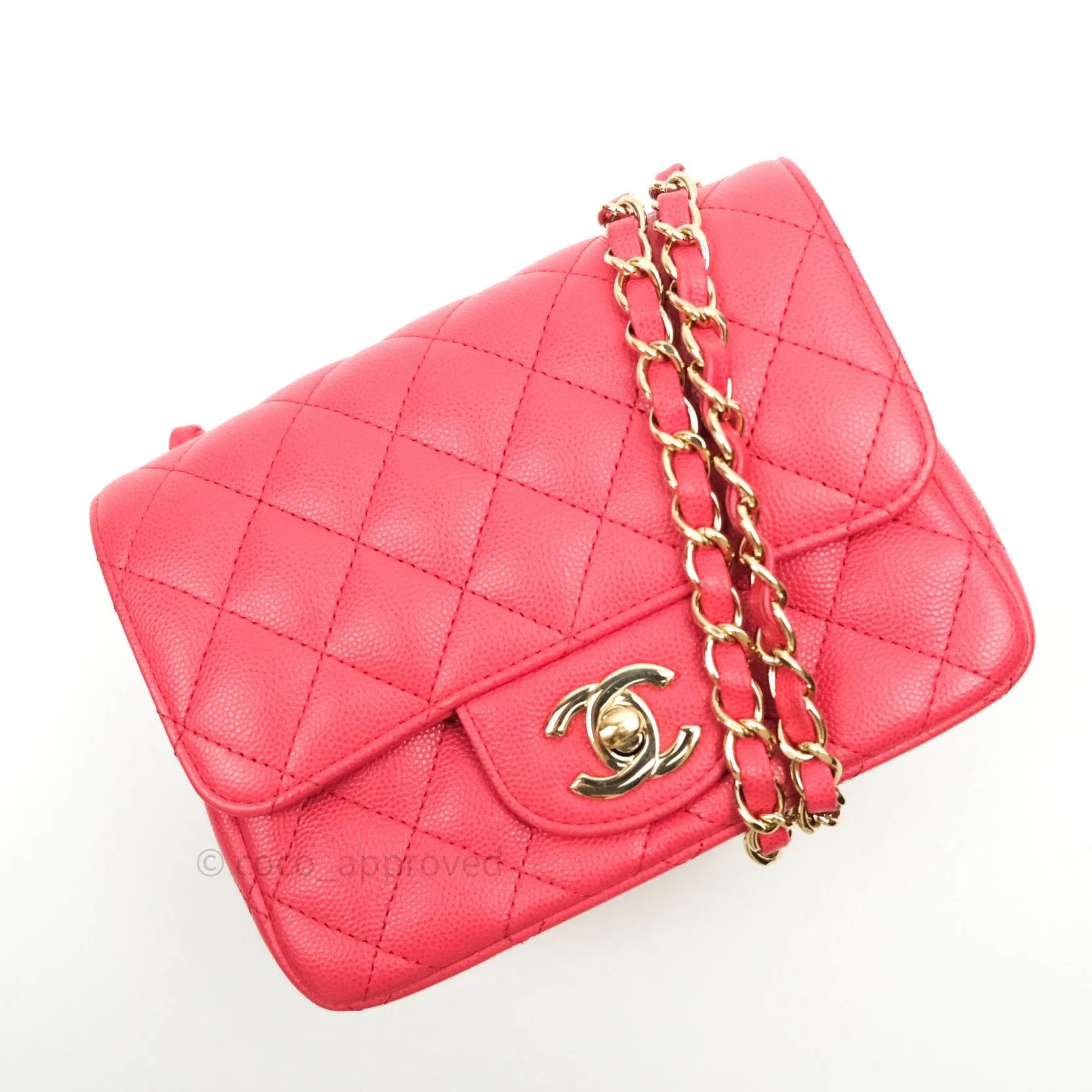 Chanel Mini Square Pink Caviar Gold Hardware 17C