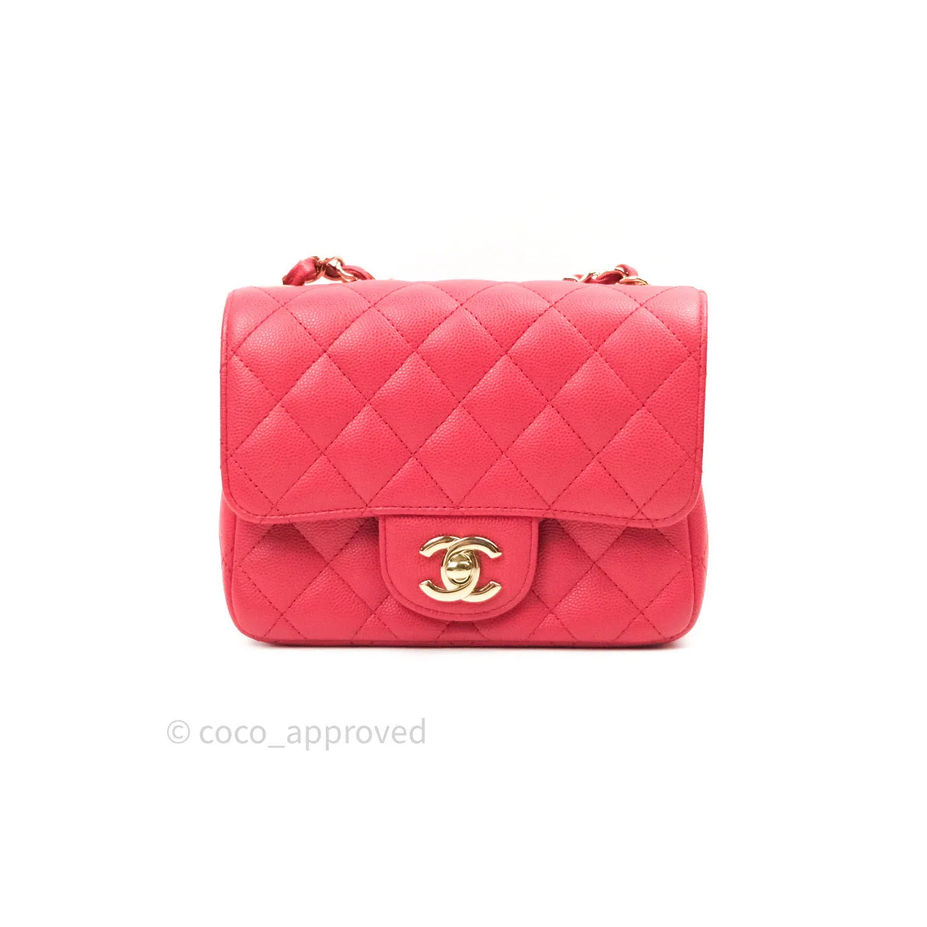 Chanel Mini Square Pink Caviar Gold Hardware 17C
