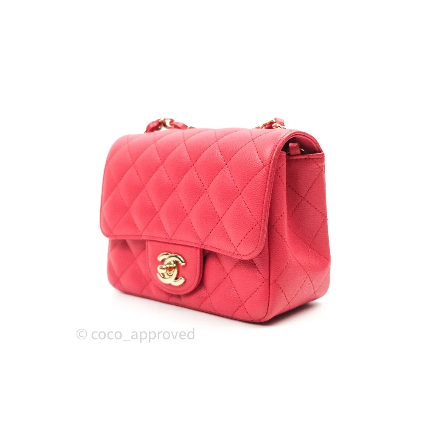 Chanel Mini Square Pink Caviar Gold Hardware 17C