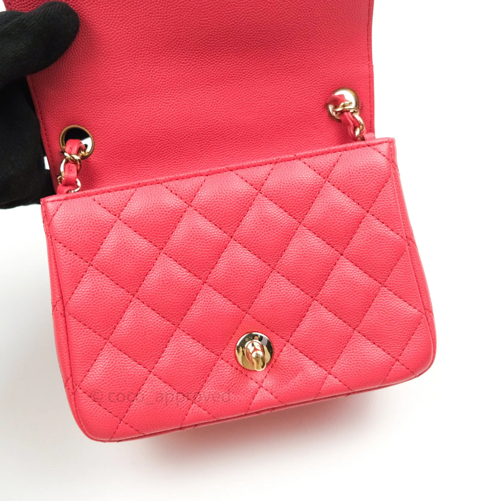 Chanel Mini Square Pink Caviar Gold Hardware 17C