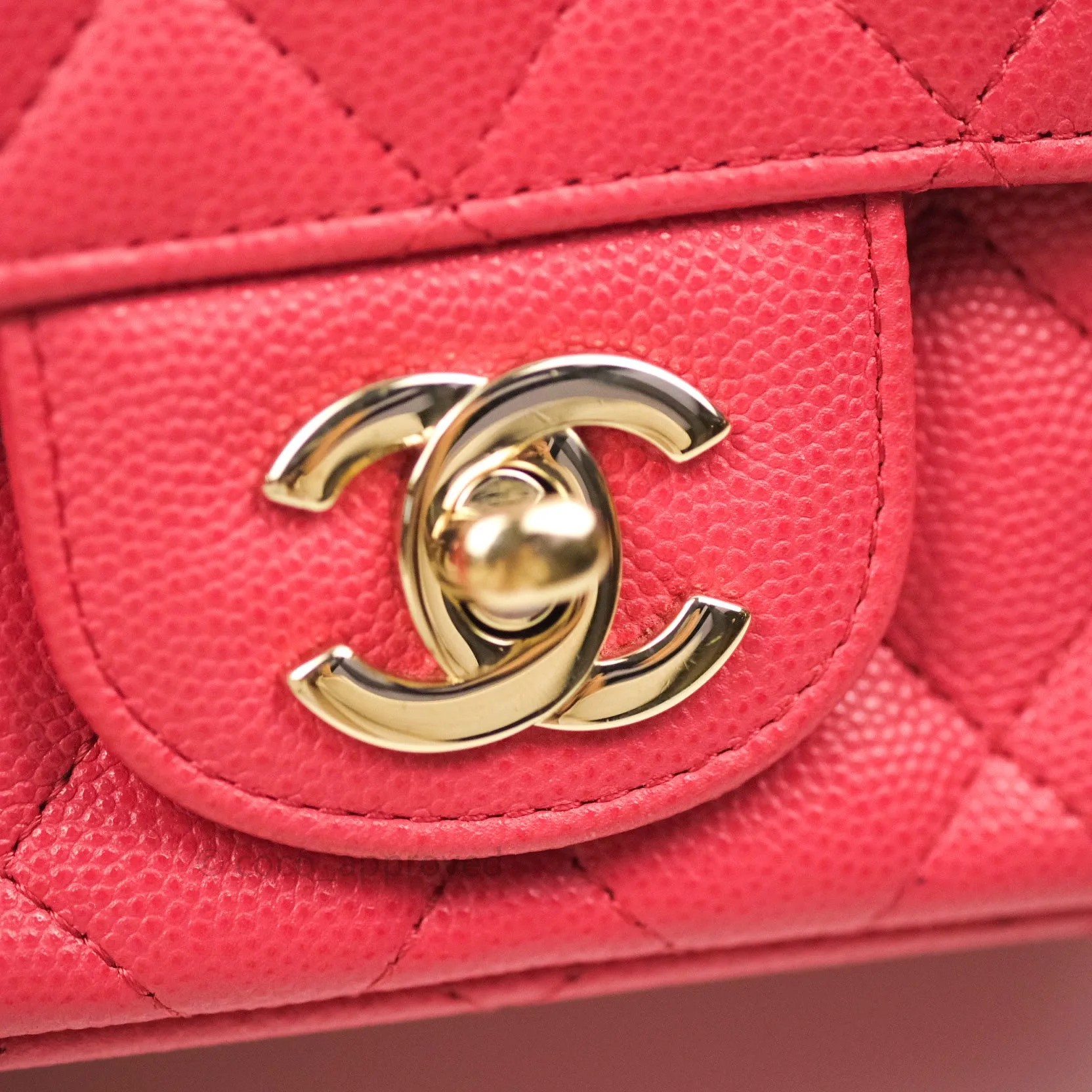 Chanel Mini Square Pink Caviar Gold Hardware 17C