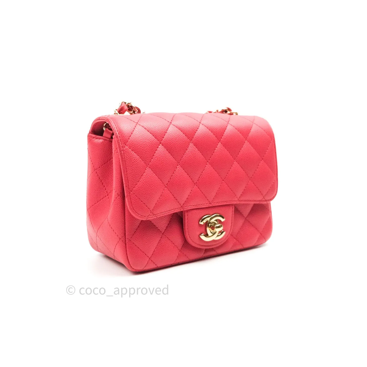 Chanel Mini Square Pink Caviar Gold Hardware 17C