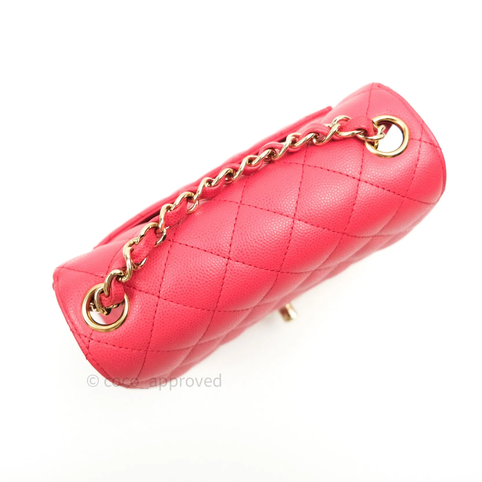 Chanel Mini Square Pink Caviar Gold Hardware 17C