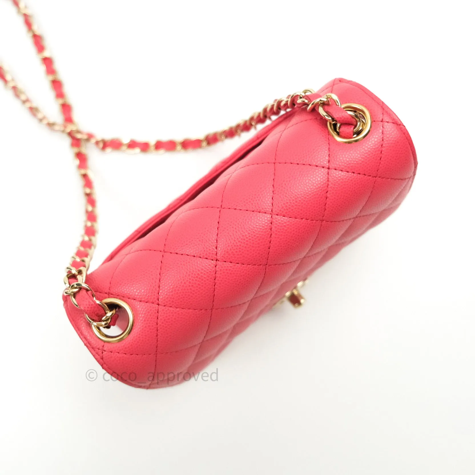 Chanel Mini Square Pink Caviar Gold Hardware 17C