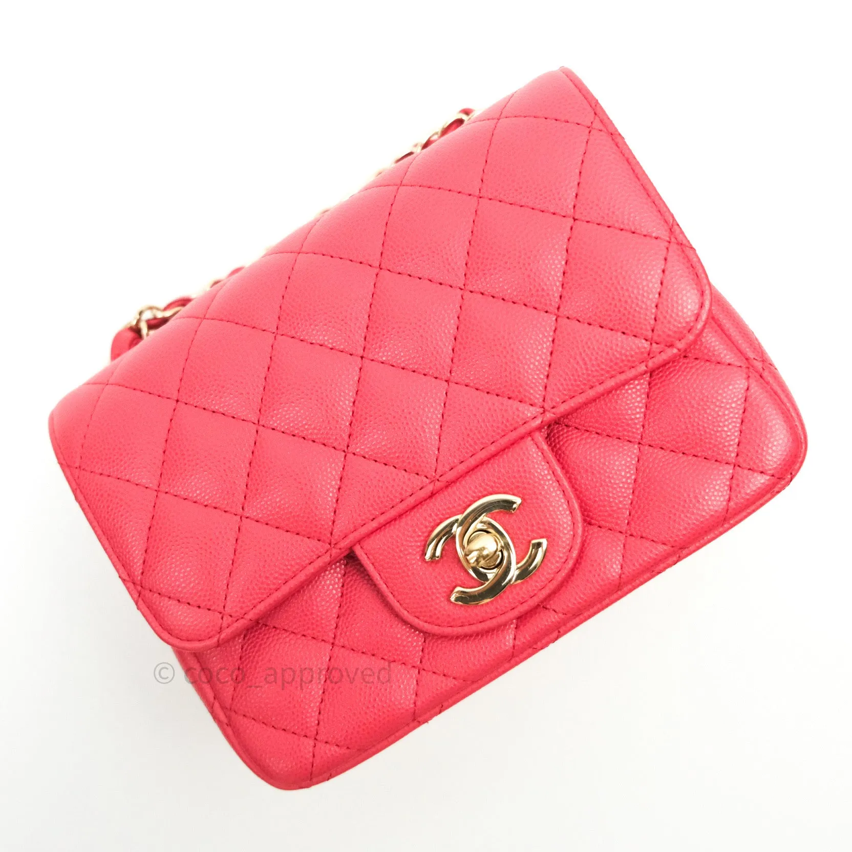 Chanel Mini Square Pink Caviar Gold Hardware 17C