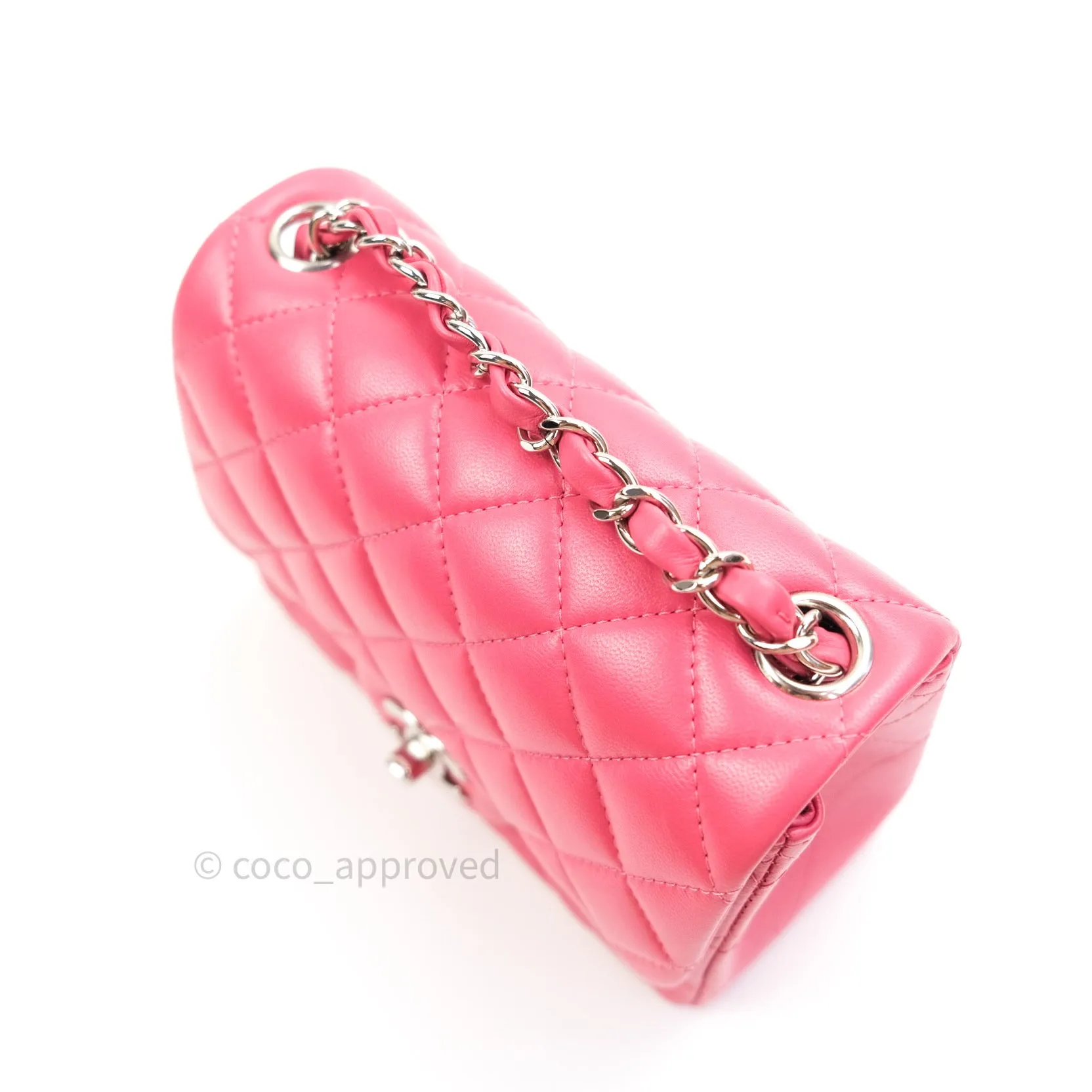 Chanel Mini Square Pink Lambskin Silver Hardware
