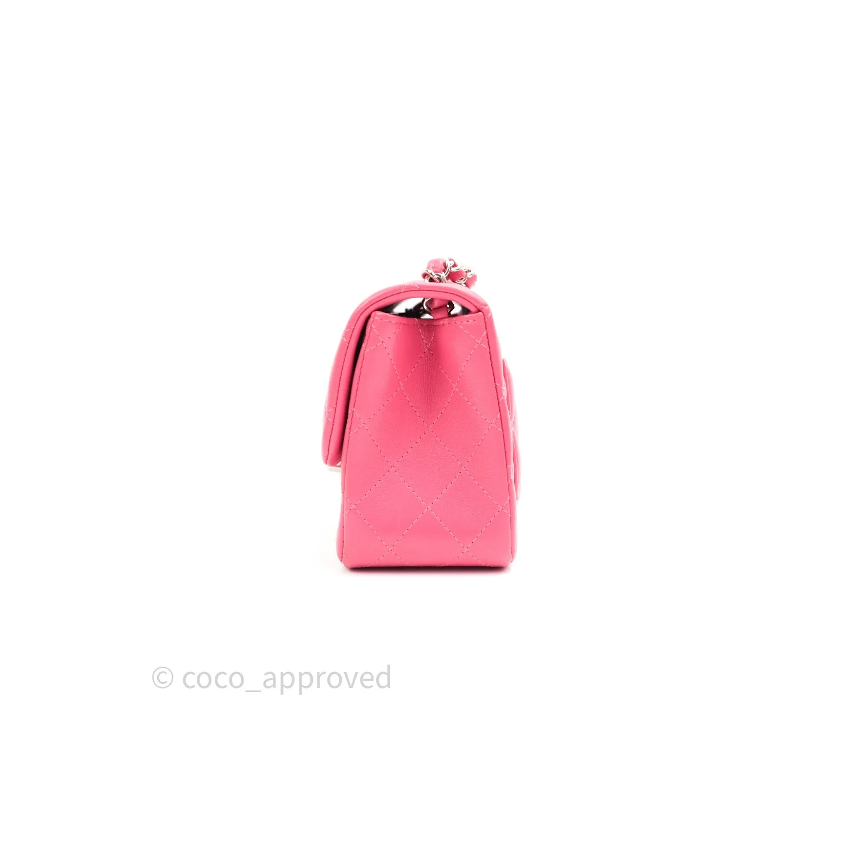 Chanel Mini Square Pink Lambskin Silver Hardware