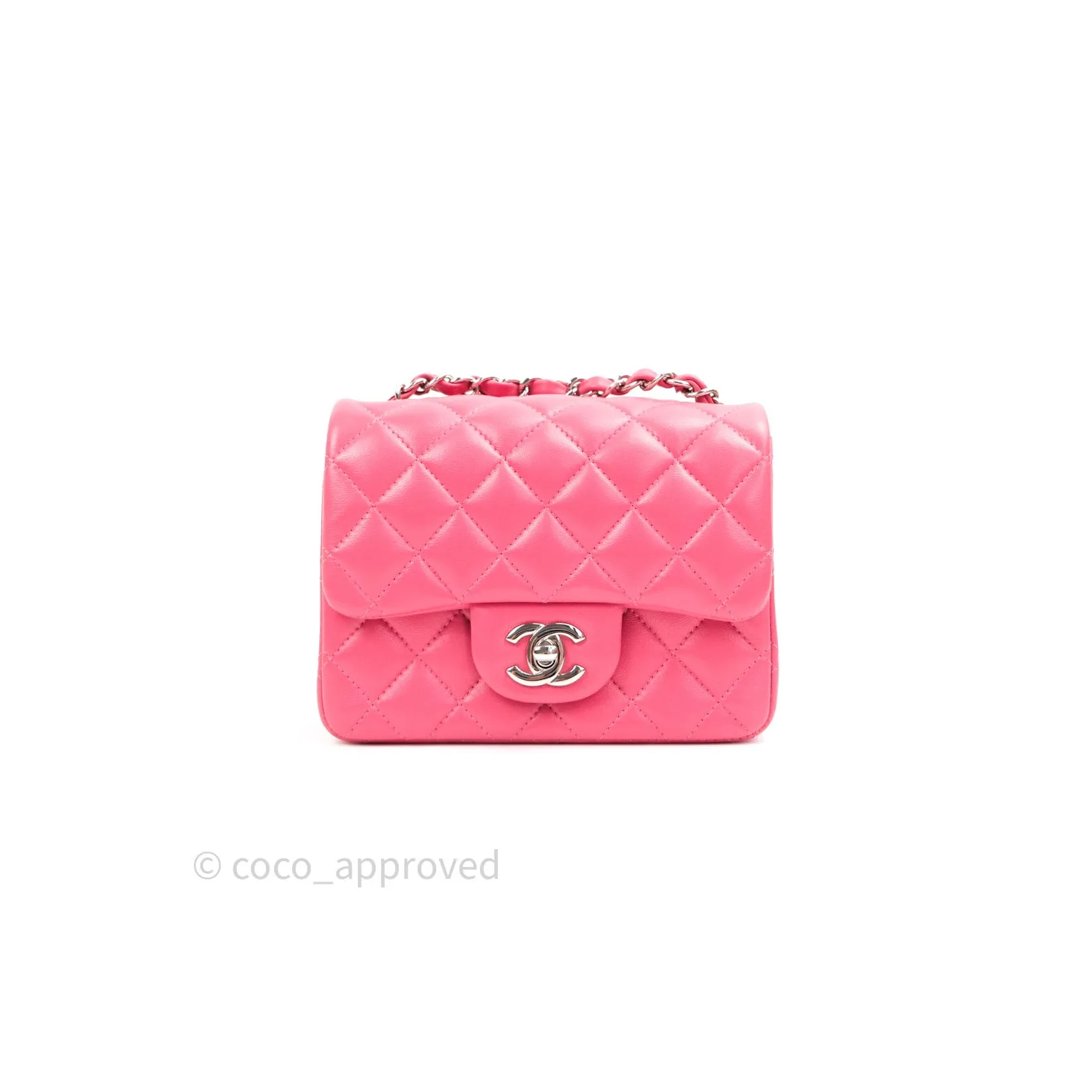 Chanel Mini Square Pink Lambskin Silver Hardware