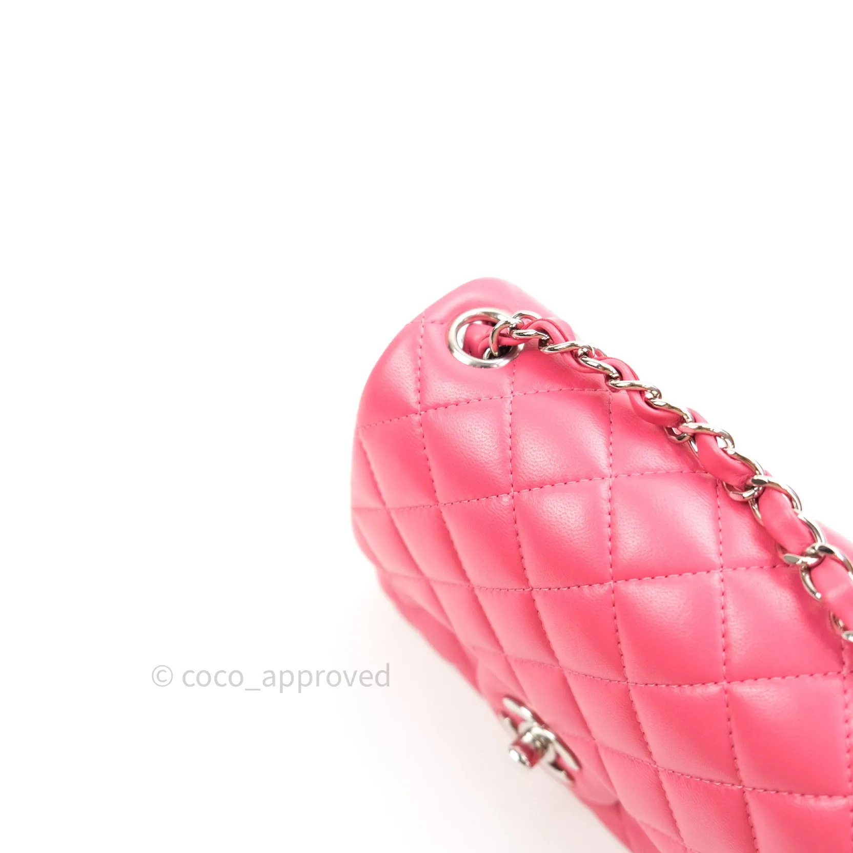 Chanel Mini Square Pink Lambskin Silver Hardware