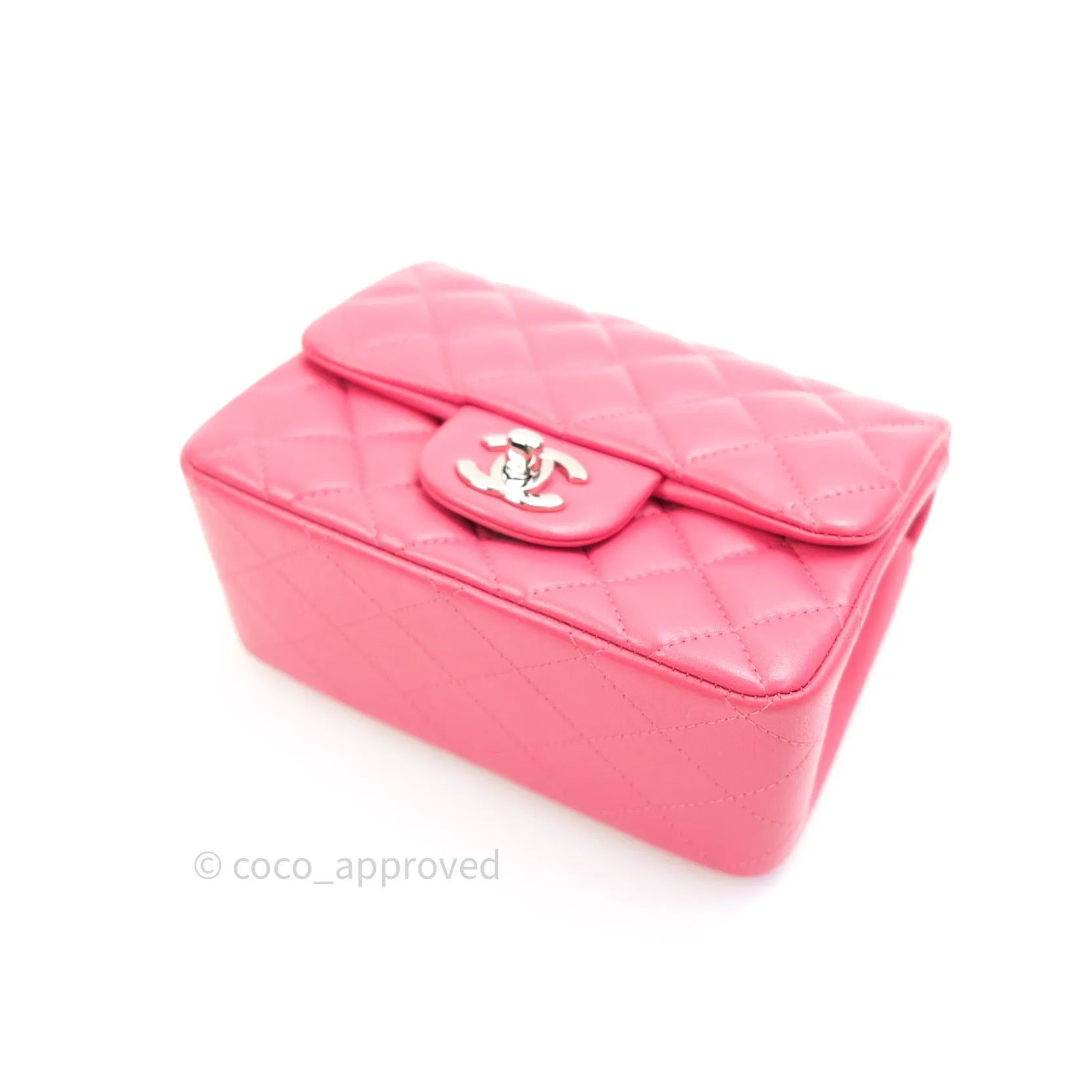 Chanel Mini Square Pink Lambskin Silver Hardware