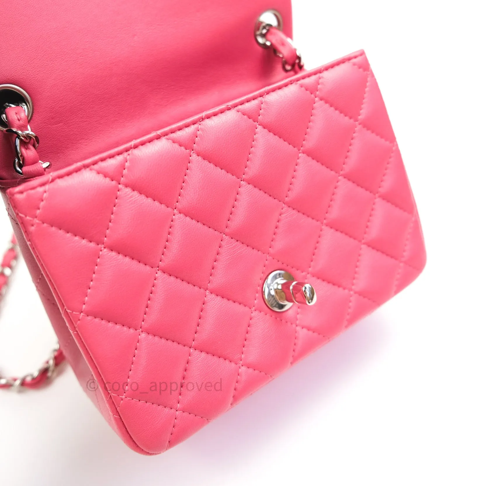 Chanel Mini Square Pink Lambskin Silver Hardware