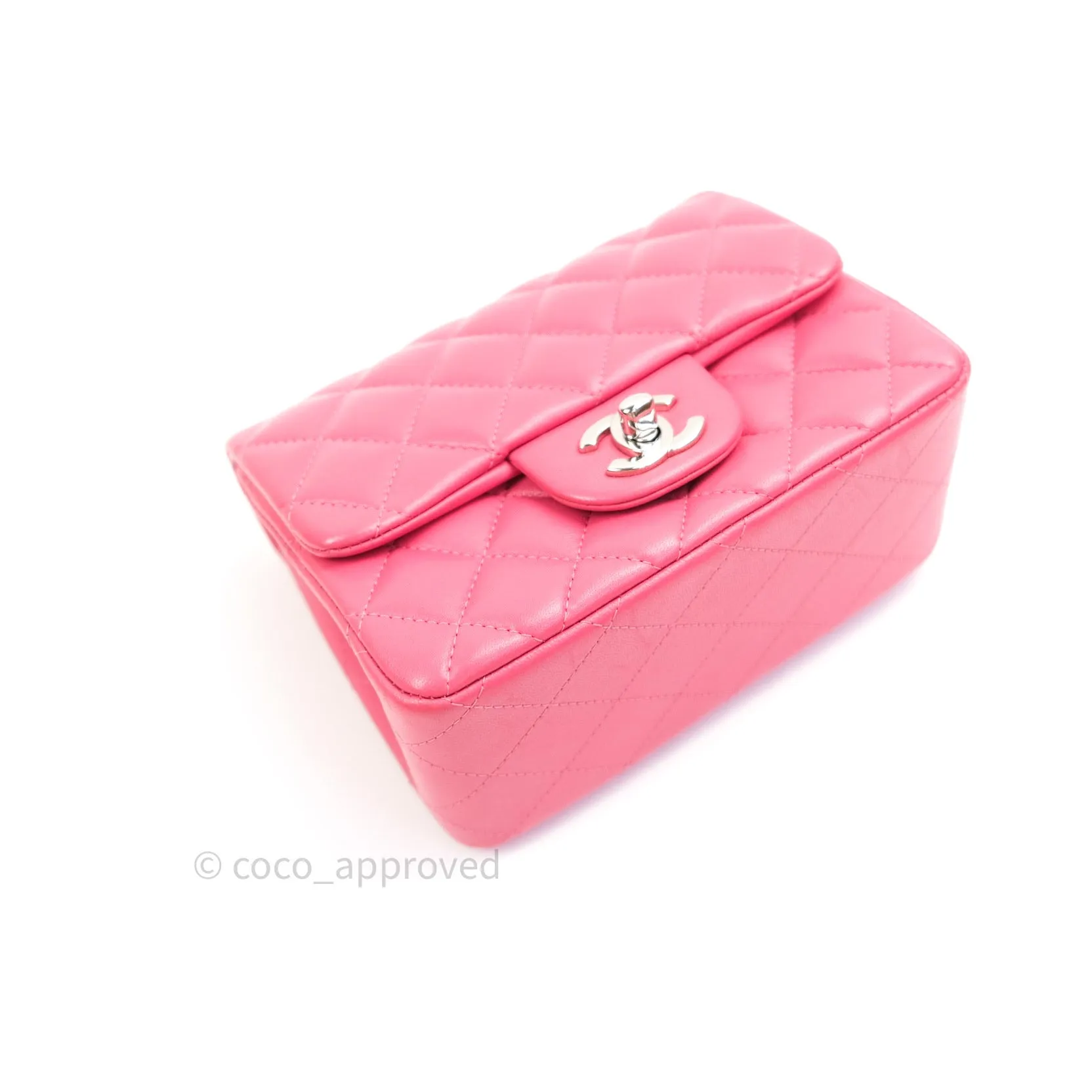 Chanel Mini Square Pink Lambskin Silver Hardware