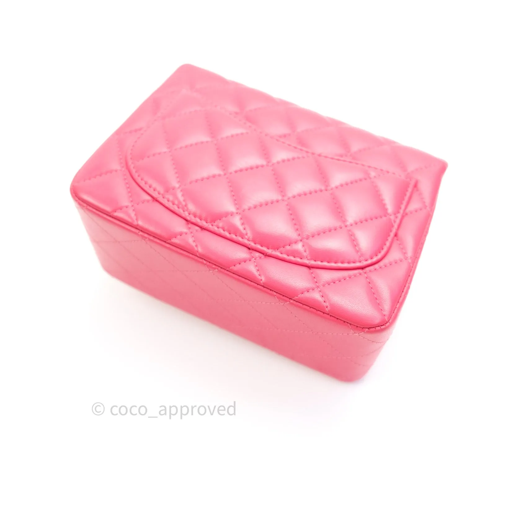 Chanel Mini Square Pink Lambskin Silver Hardware