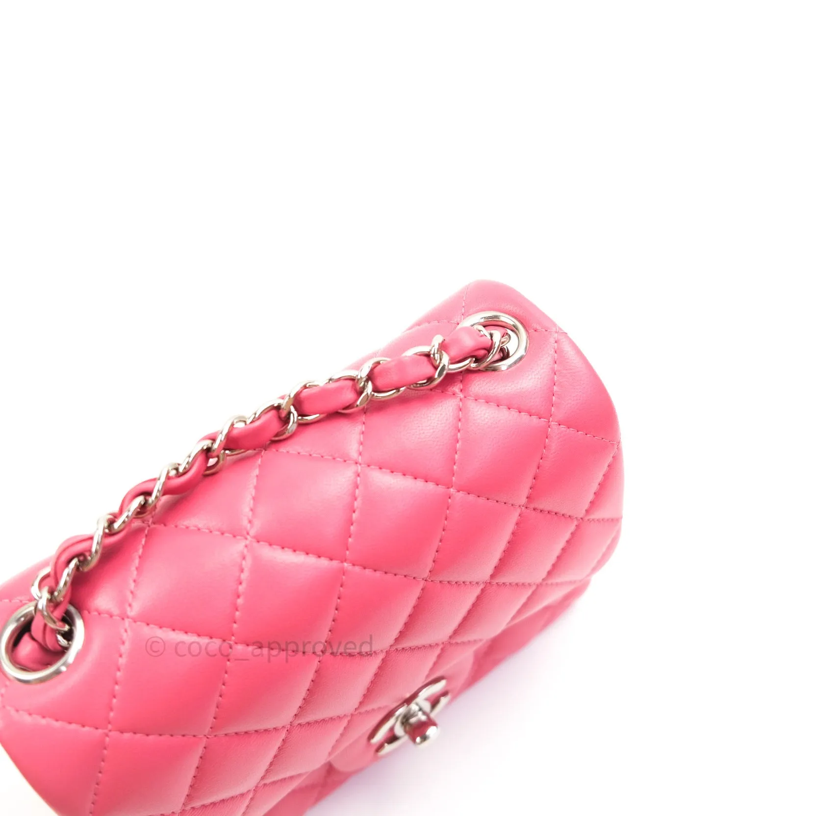 Chanel Mini Square Pink Lambskin Silver Hardware