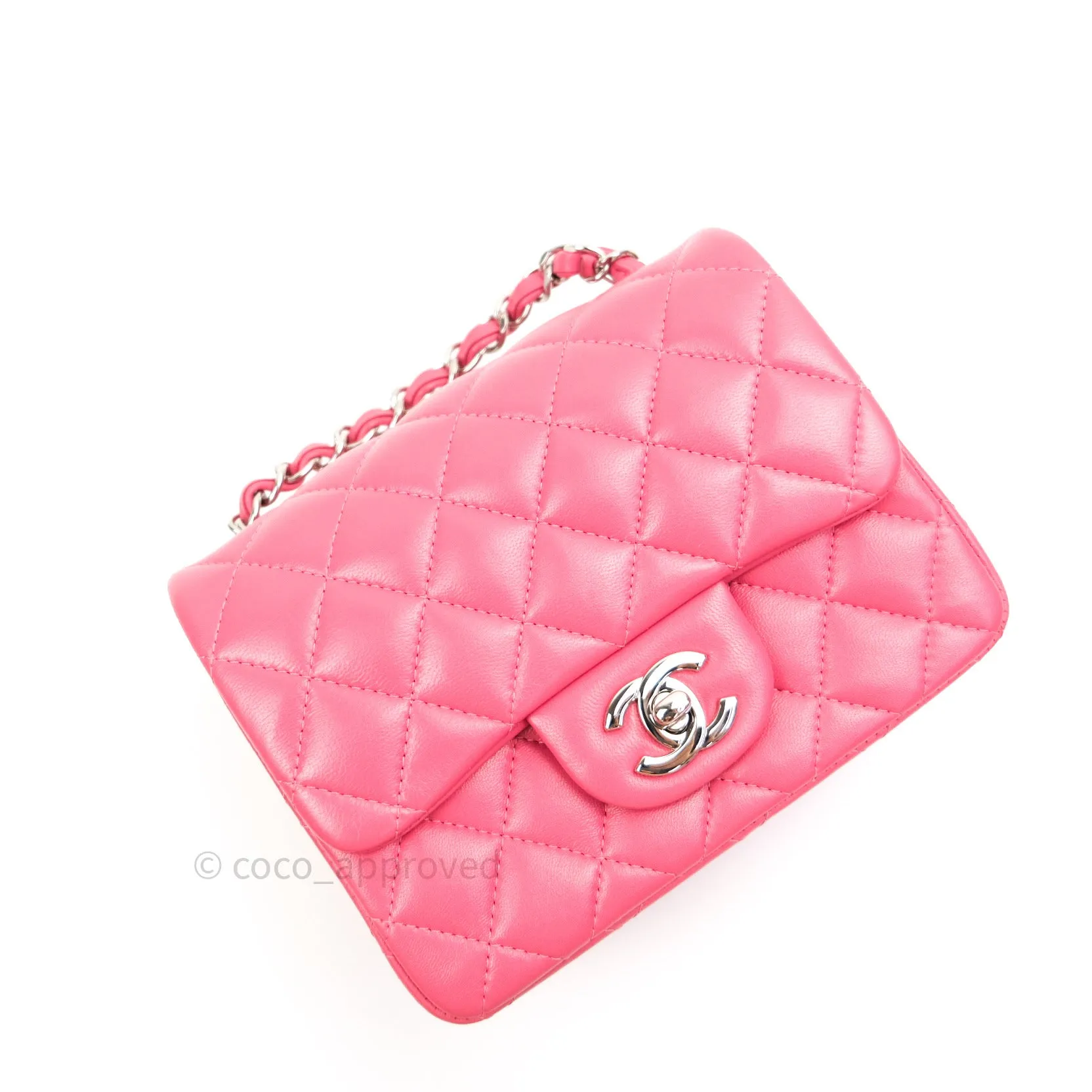 Chanel Mini Square Pink Lambskin Silver Hardware