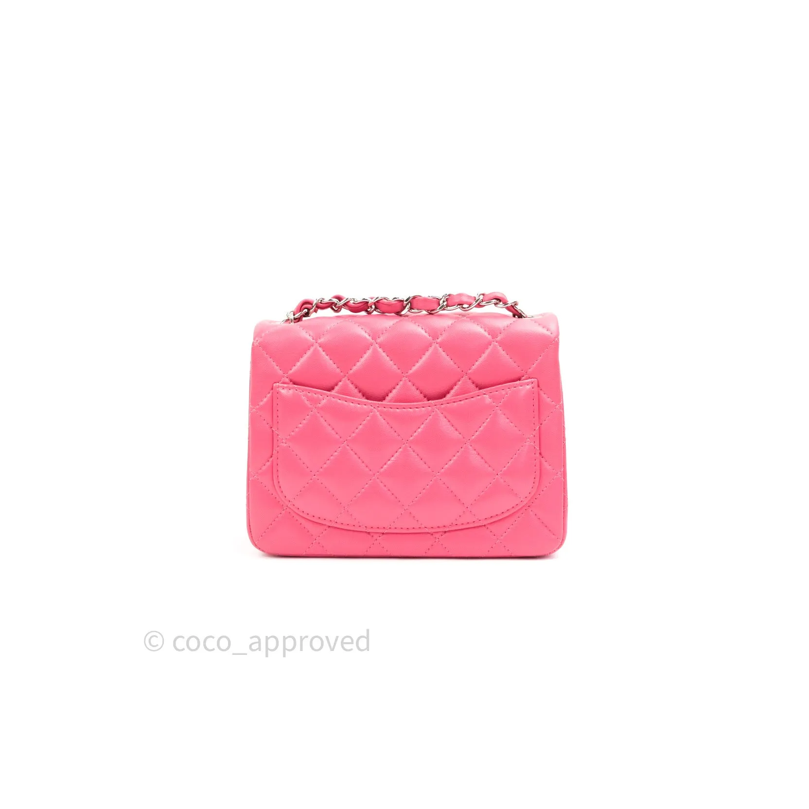 Chanel Mini Square Pink Lambskin Silver Hardware