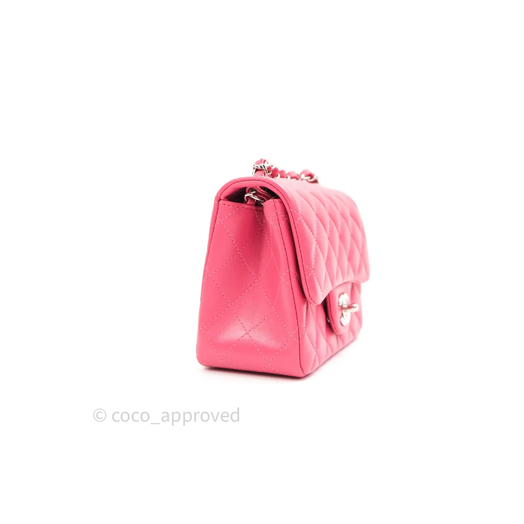 Chanel Mini Square Pink Lambskin Silver Hardware