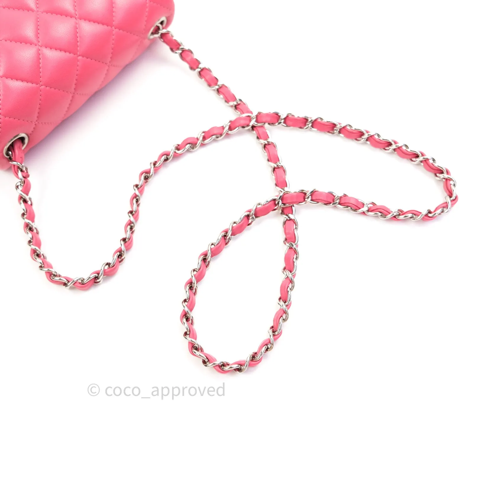 Chanel Mini Square Pink Lambskin Silver Hardware