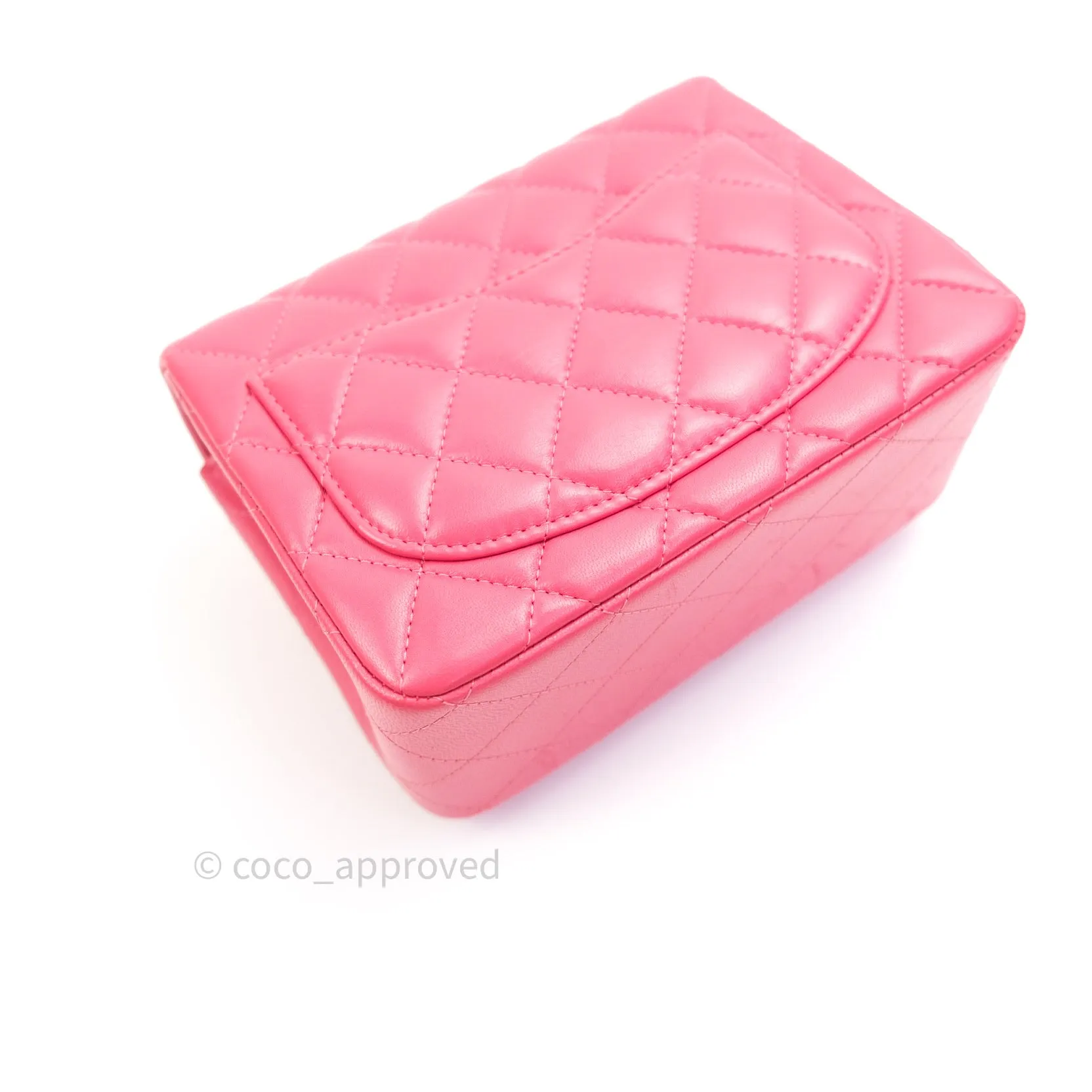 Chanel Mini Square Pink Lambskin Silver Hardware