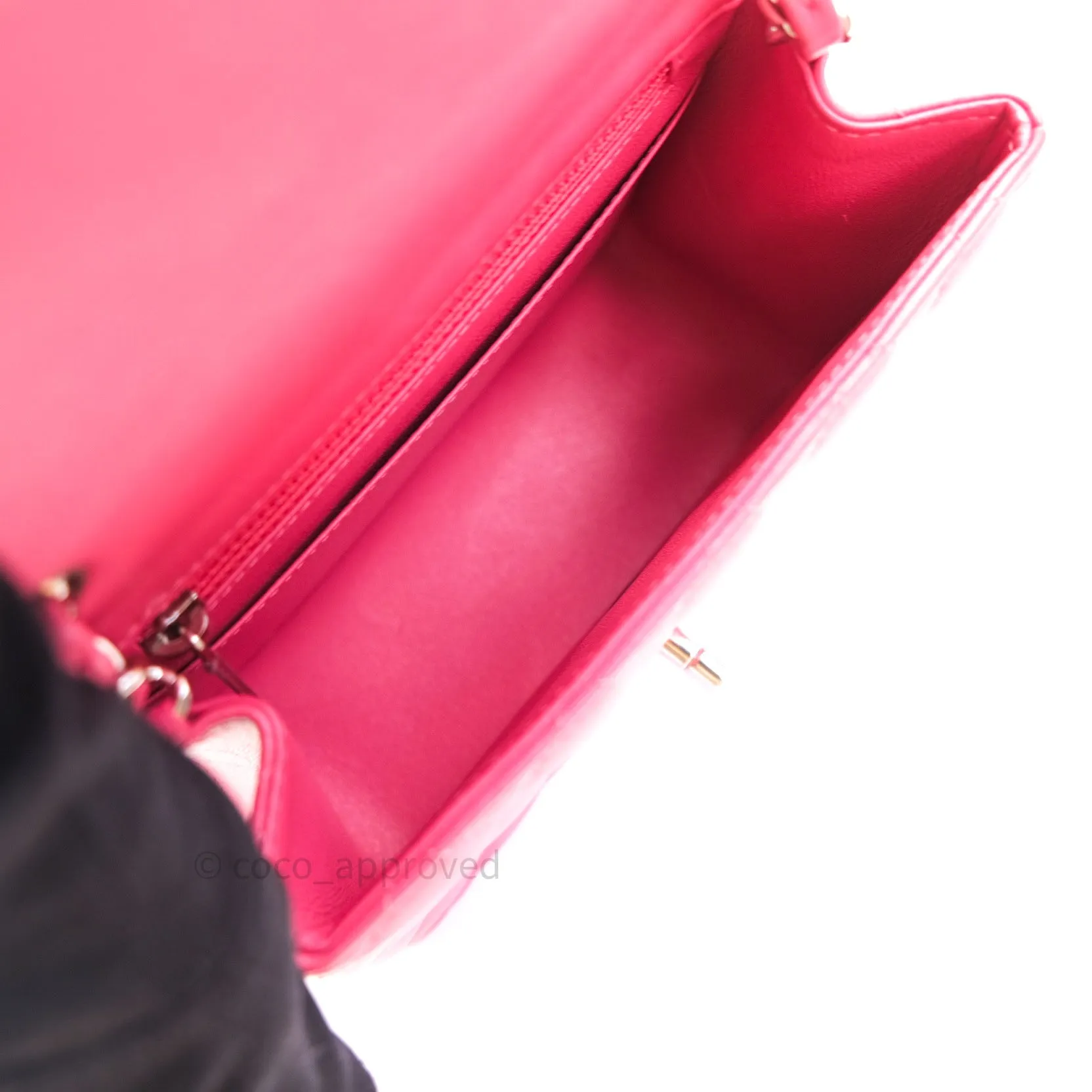 Chanel Mini Square Pink Lambskin Silver Hardware